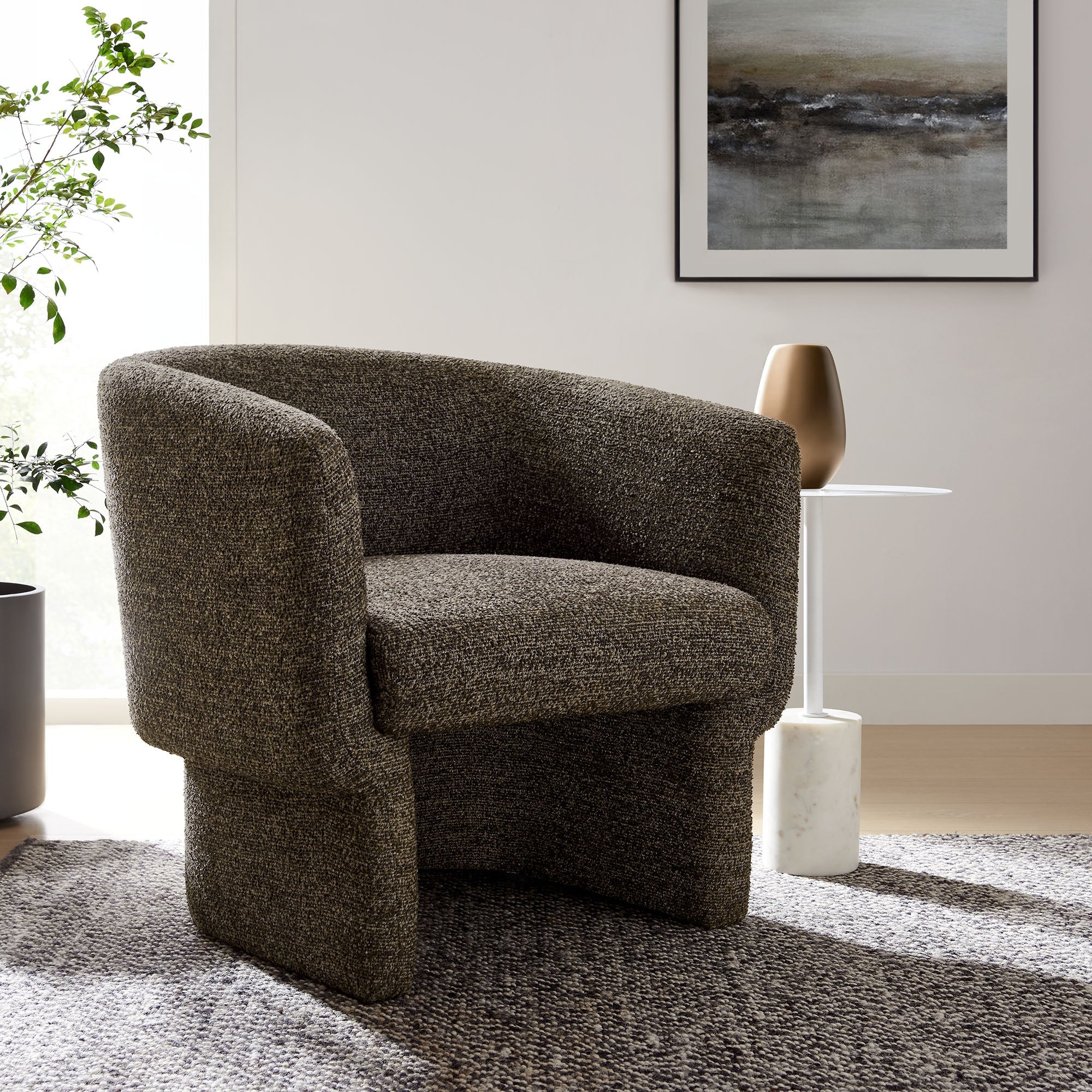 Muse Boucle Fabric Barrel Accent Chair