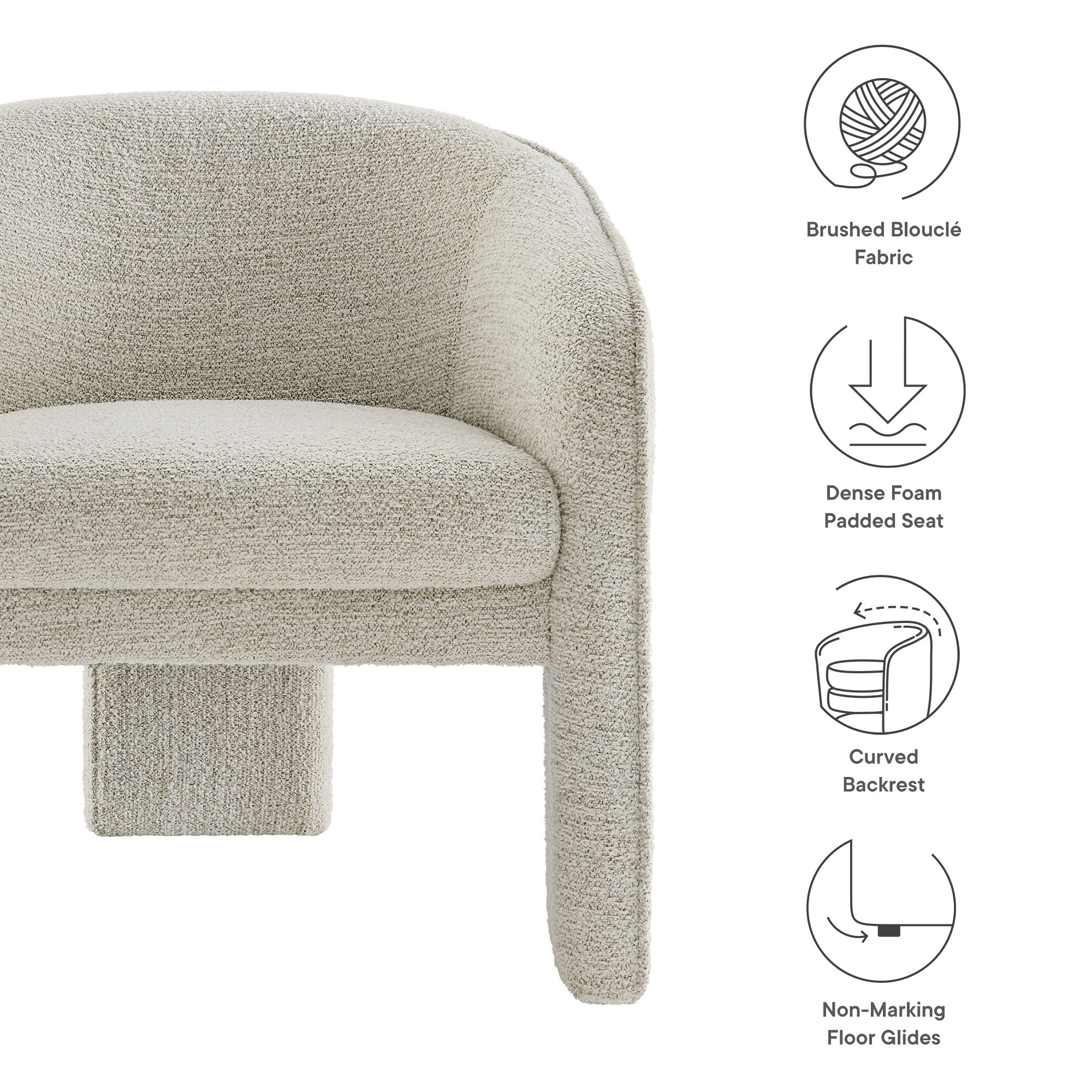 Greer Boucle Fabric Upholstered Accent Armchair