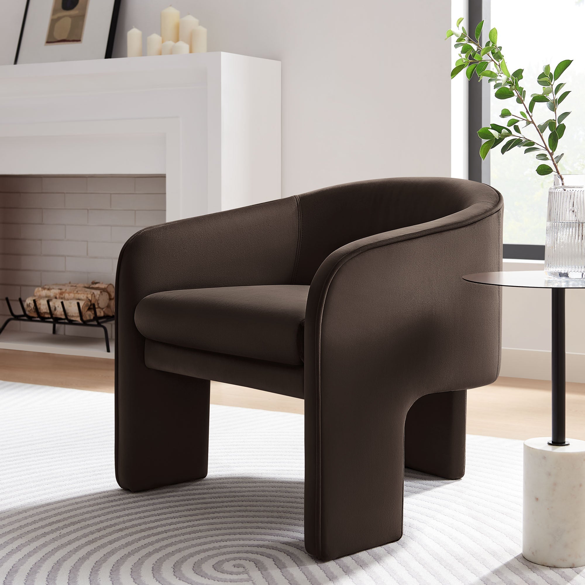 Greer Performance Velvet Upholstered Accent Armchair