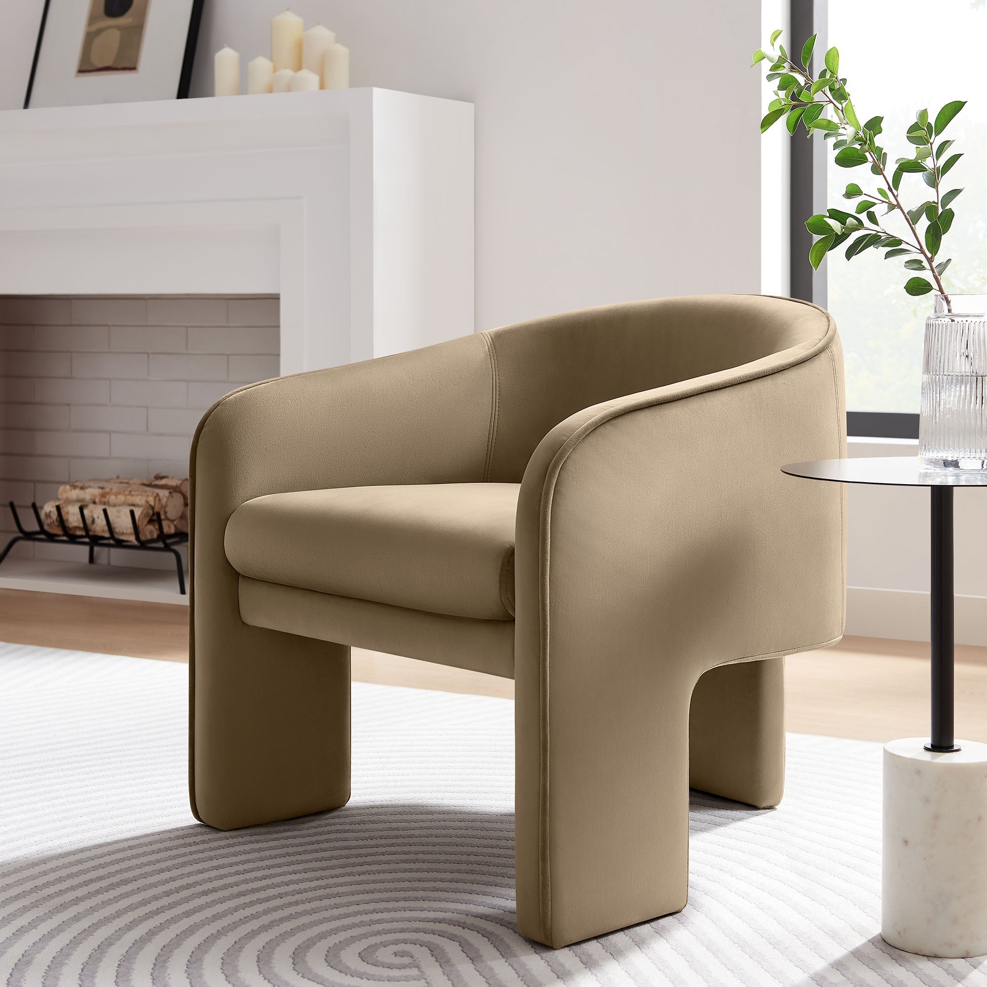 Greer Performance Velvet Upholstered Accent Armchair