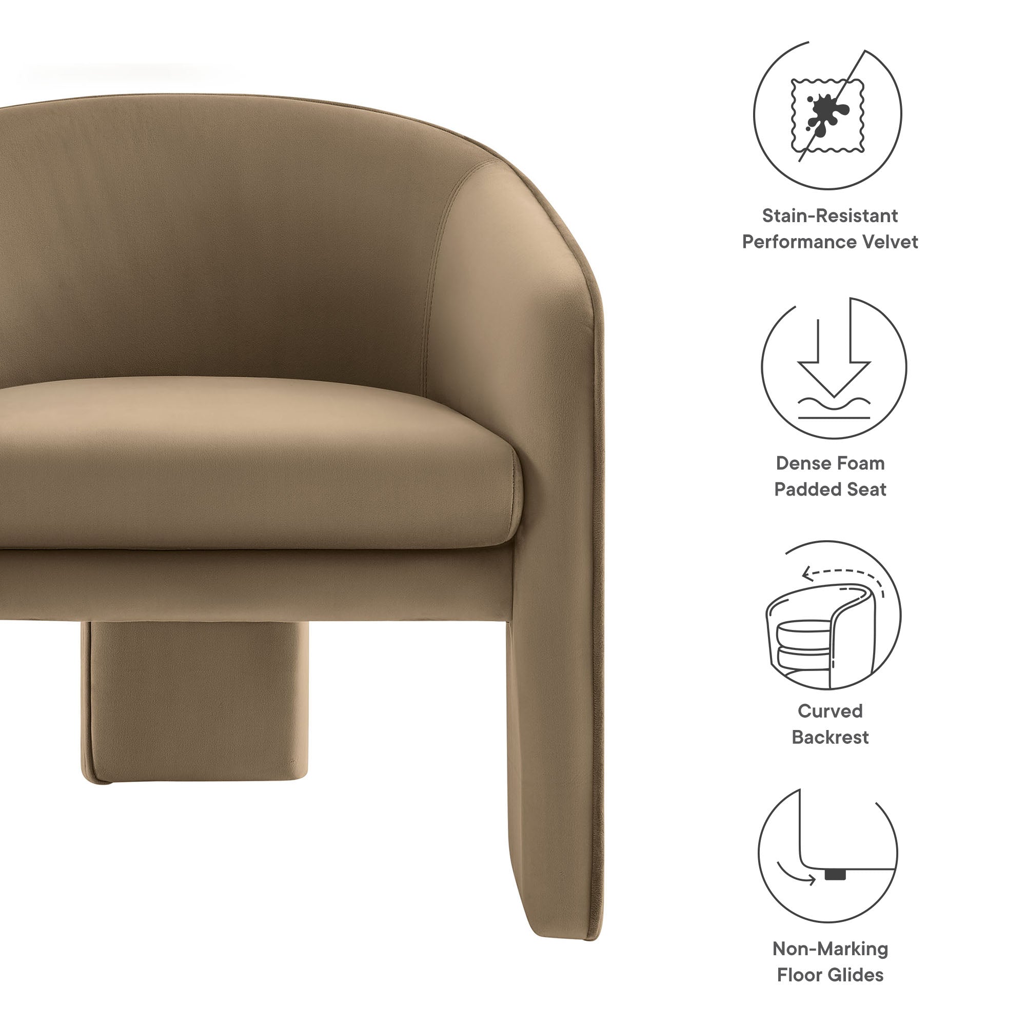 Greer Performance Velvet Upholstered Accent Armchair by Modway