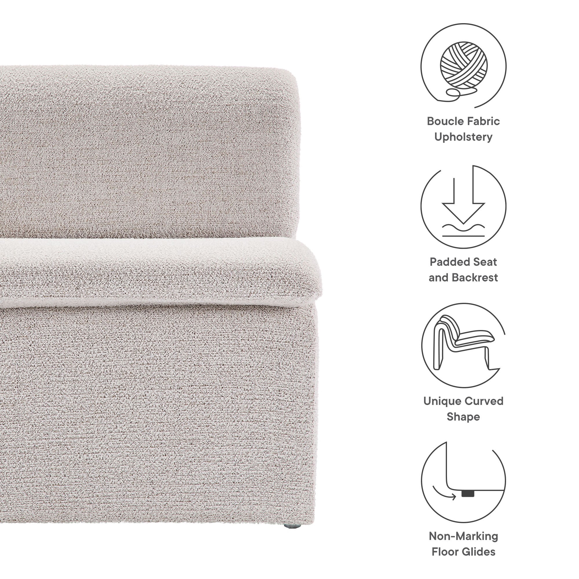 Dune Boucle Upholstered Armless Accent Chair by Modway