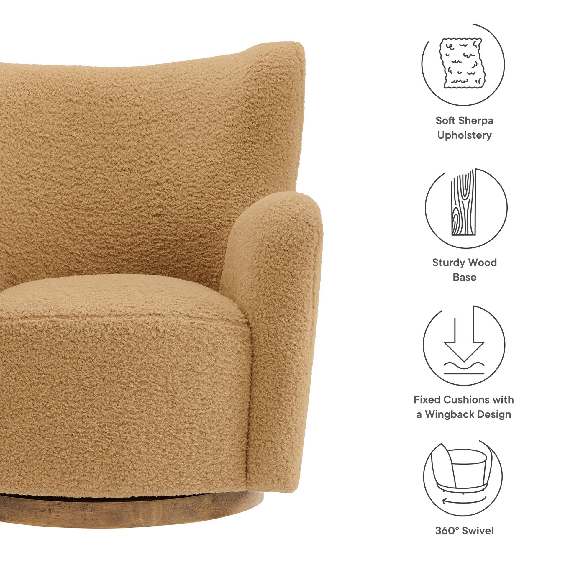Montrose Wingback Sherpa Swivel Accent Chair by Modway - Best Buy Furniture