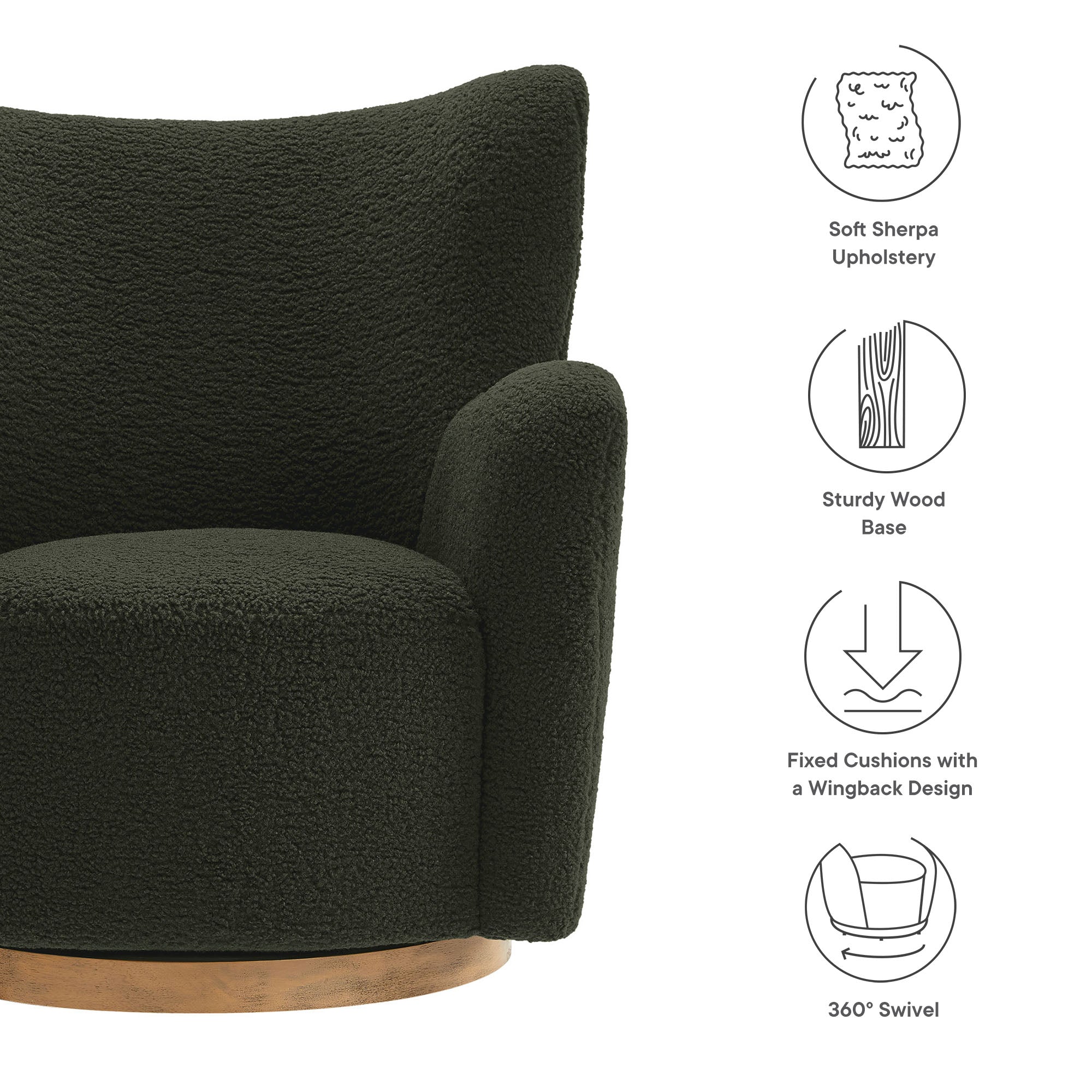 Montrose Wingback Sherpa Swivel Accent Chair by Modway - Best Buy Furniture
