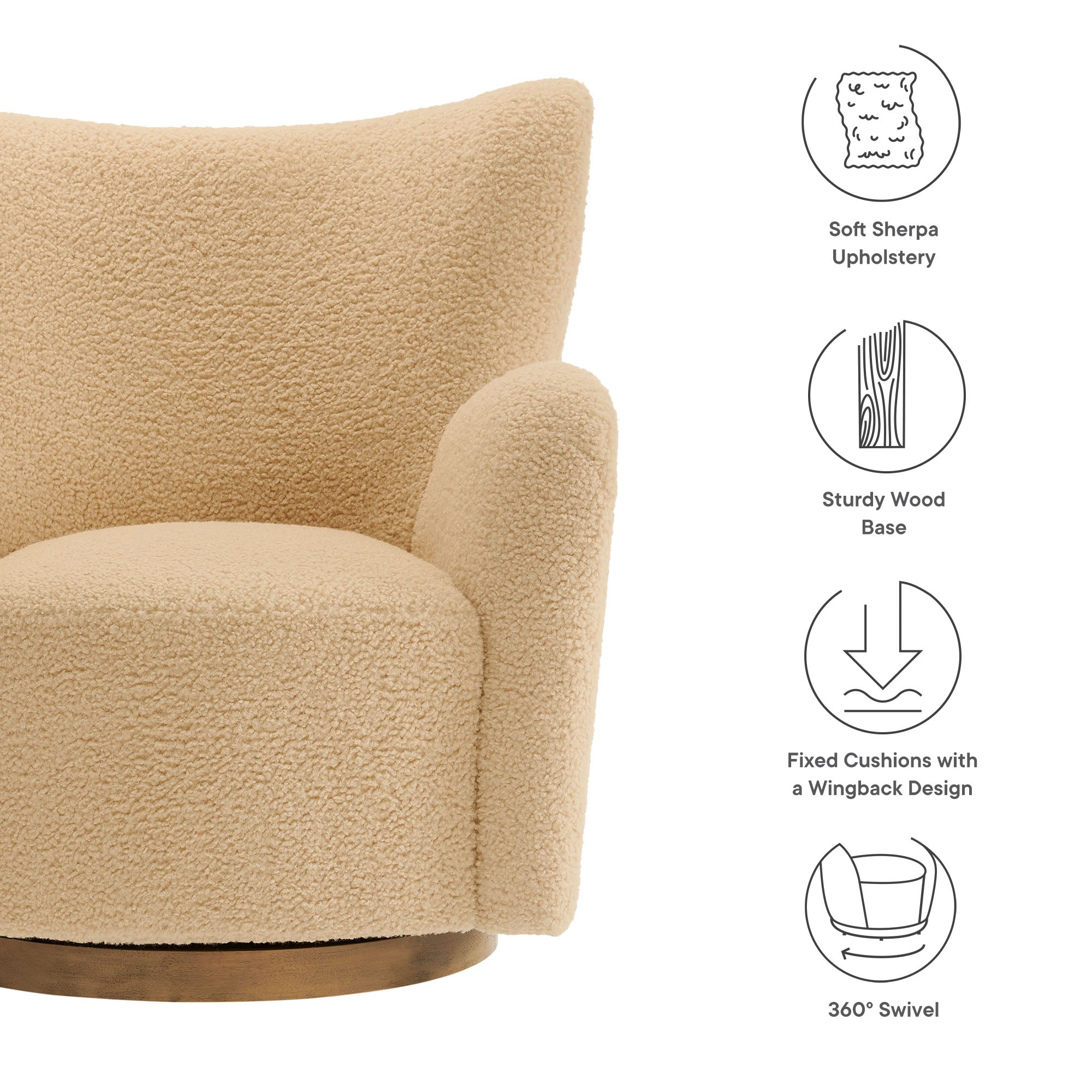 Montrose Wingback Sherpa Swivel Accent Chair by Modway - Best Buy Furniture