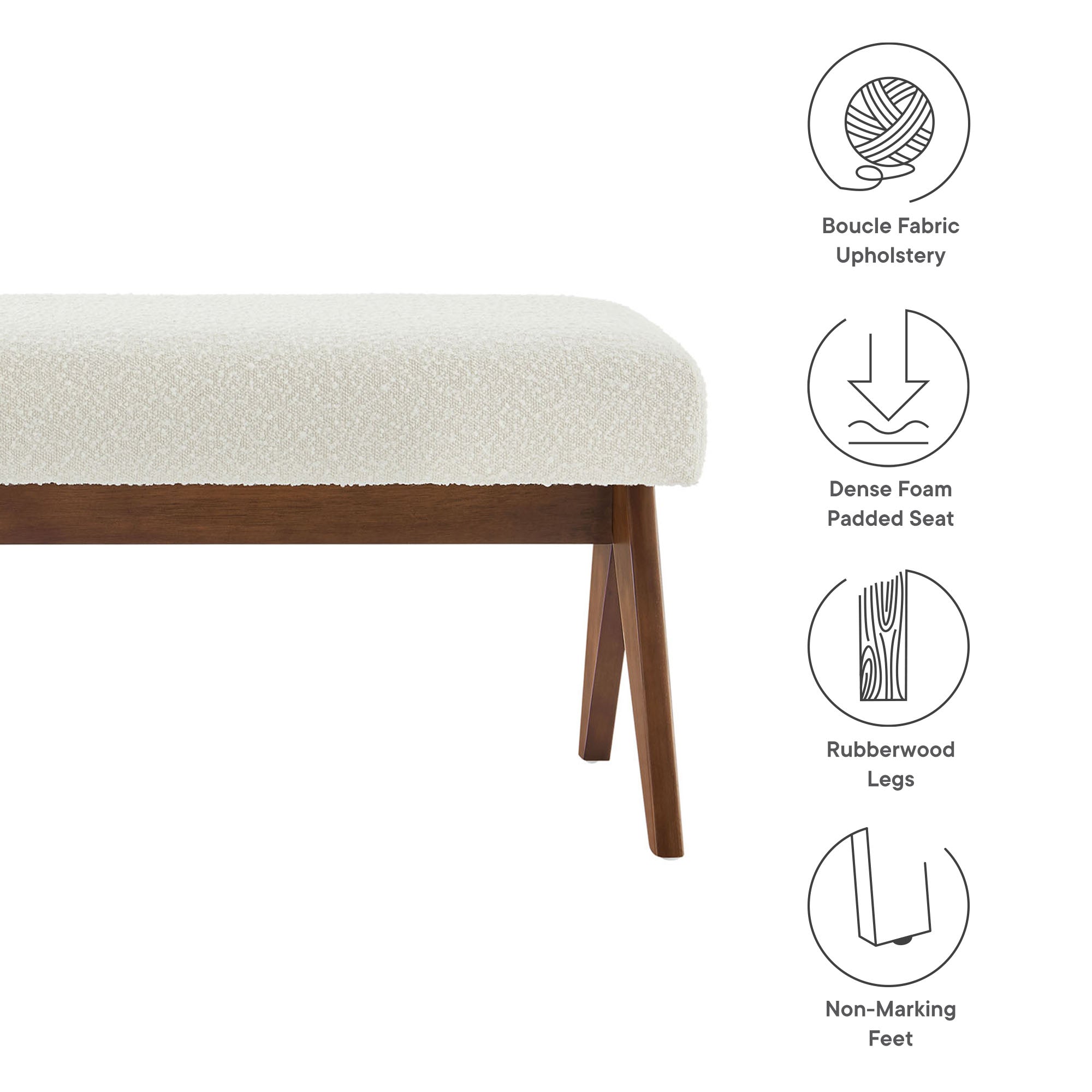 Lyra 47" Boucle Upholstered Bench by Modway