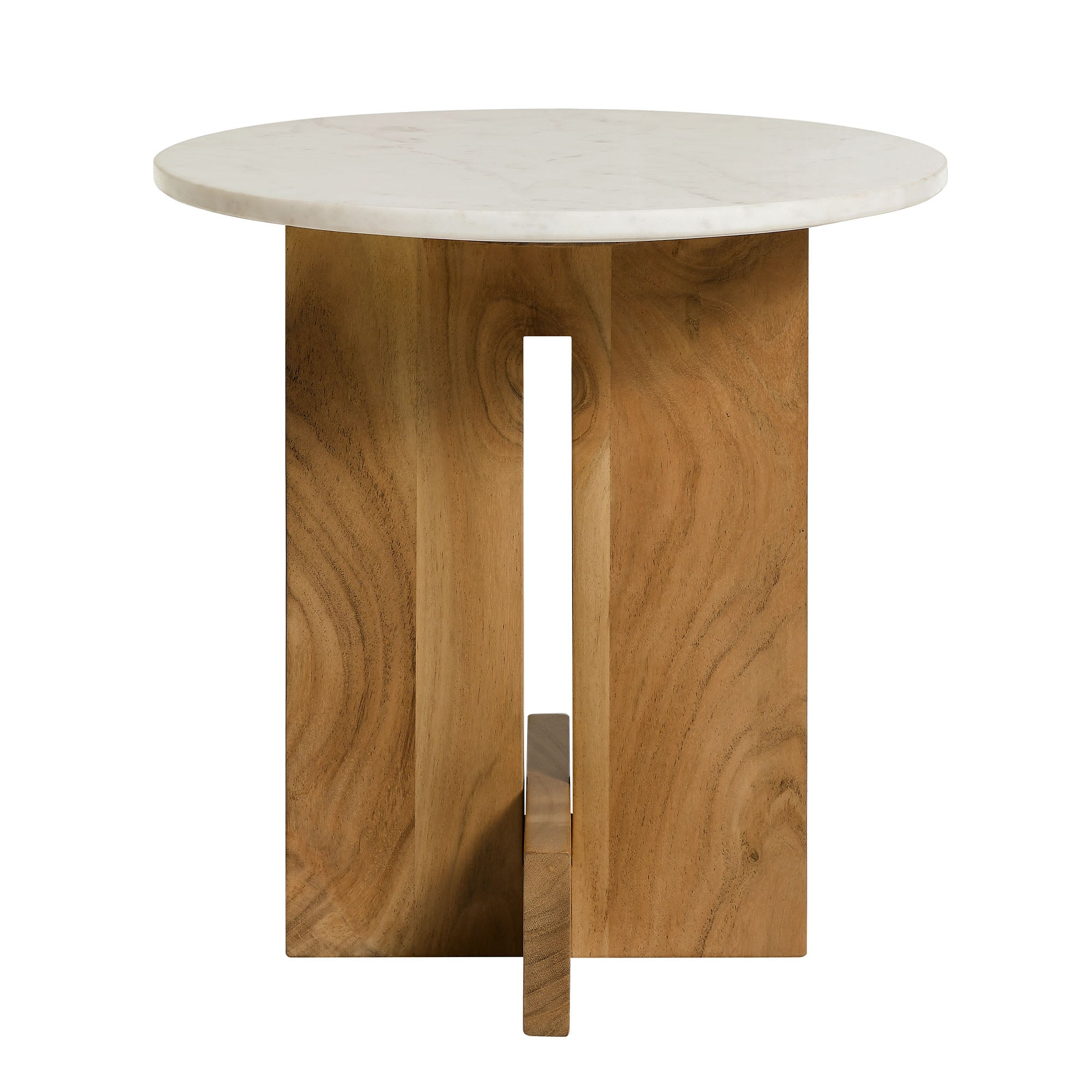 Tarin Acacia Wood and Marble Side Table by Modway