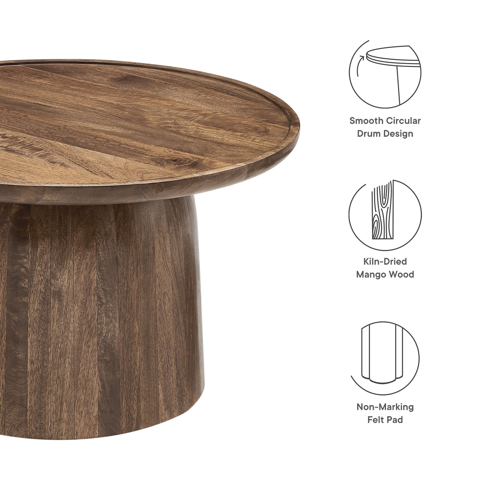 Holloway 30" Round Wood Coffee Table by Modway