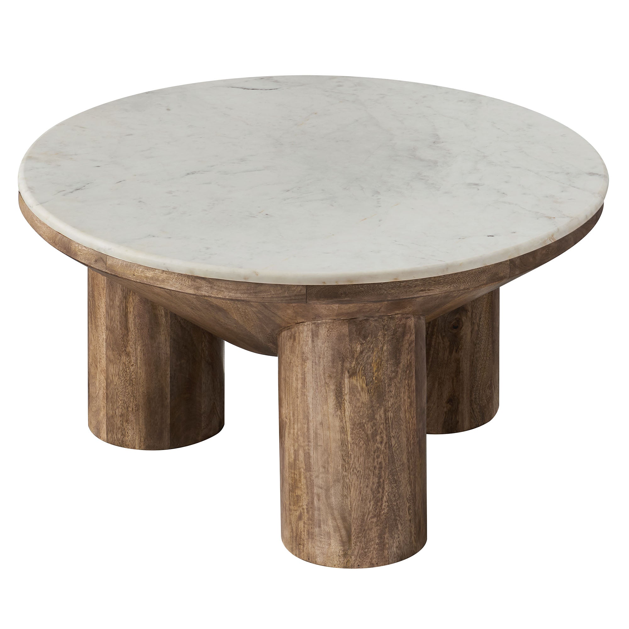 Ellison 33" Round Wood Coffee Table With Marble Top by Modway