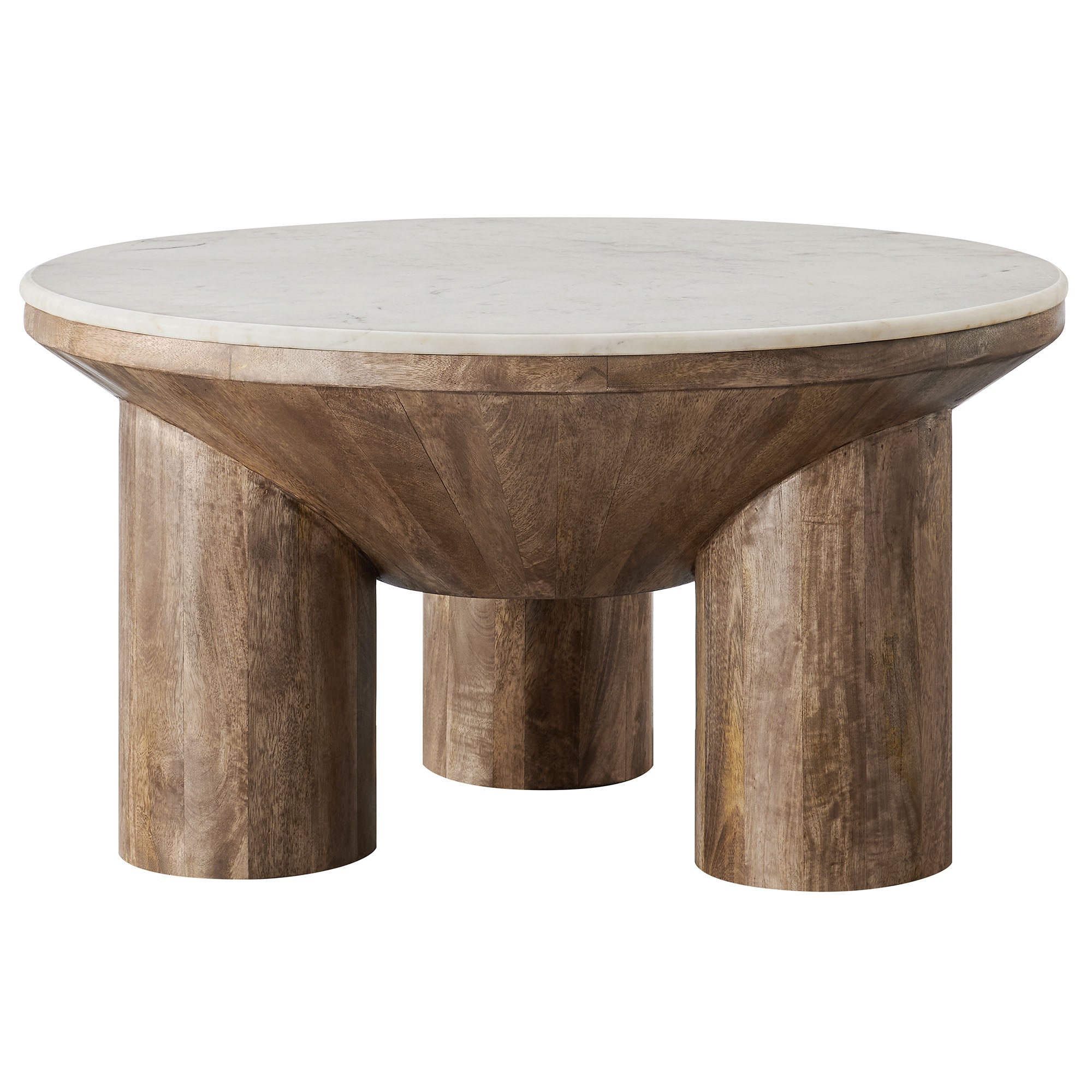 Ellison 33" Round Wood Coffee Table With Marble Top by Modway