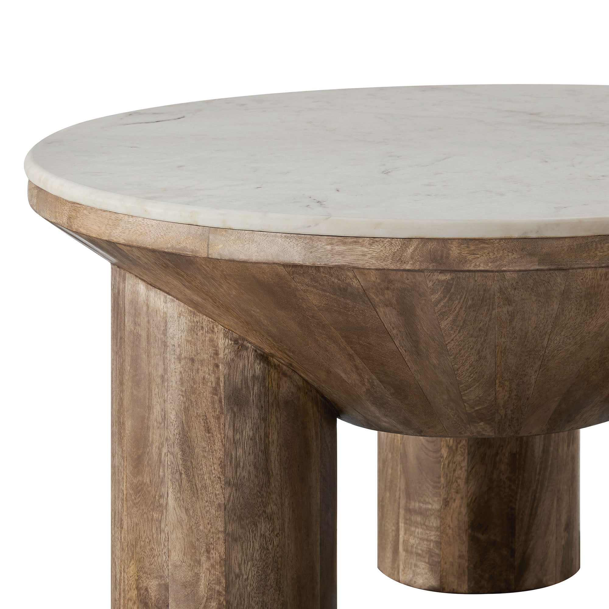 Ellison 33" Round Wood Coffee Table With Marble Top by Modway