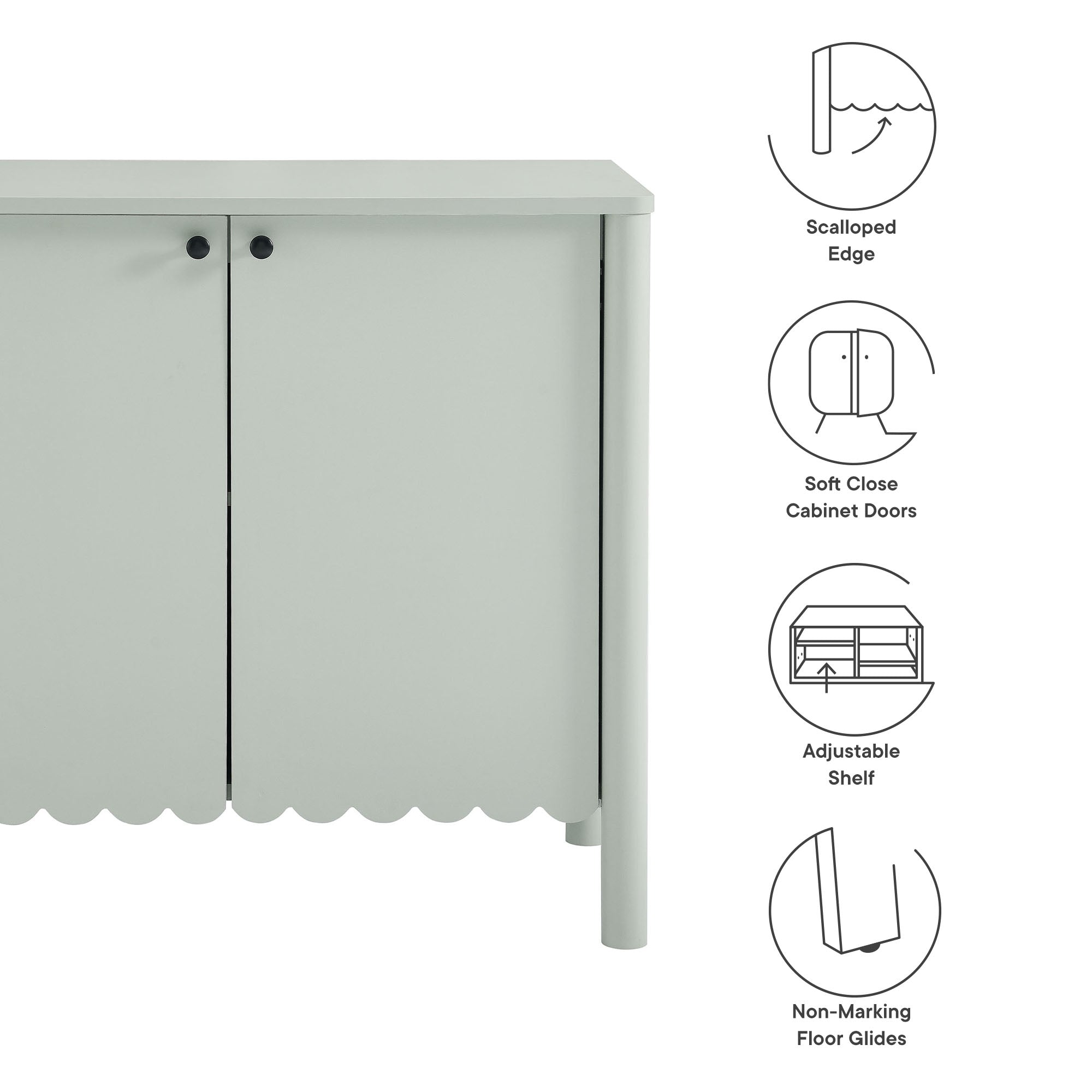 Emmeline 35" 2-Door Scalloped Sideboard Cabinet by Modway