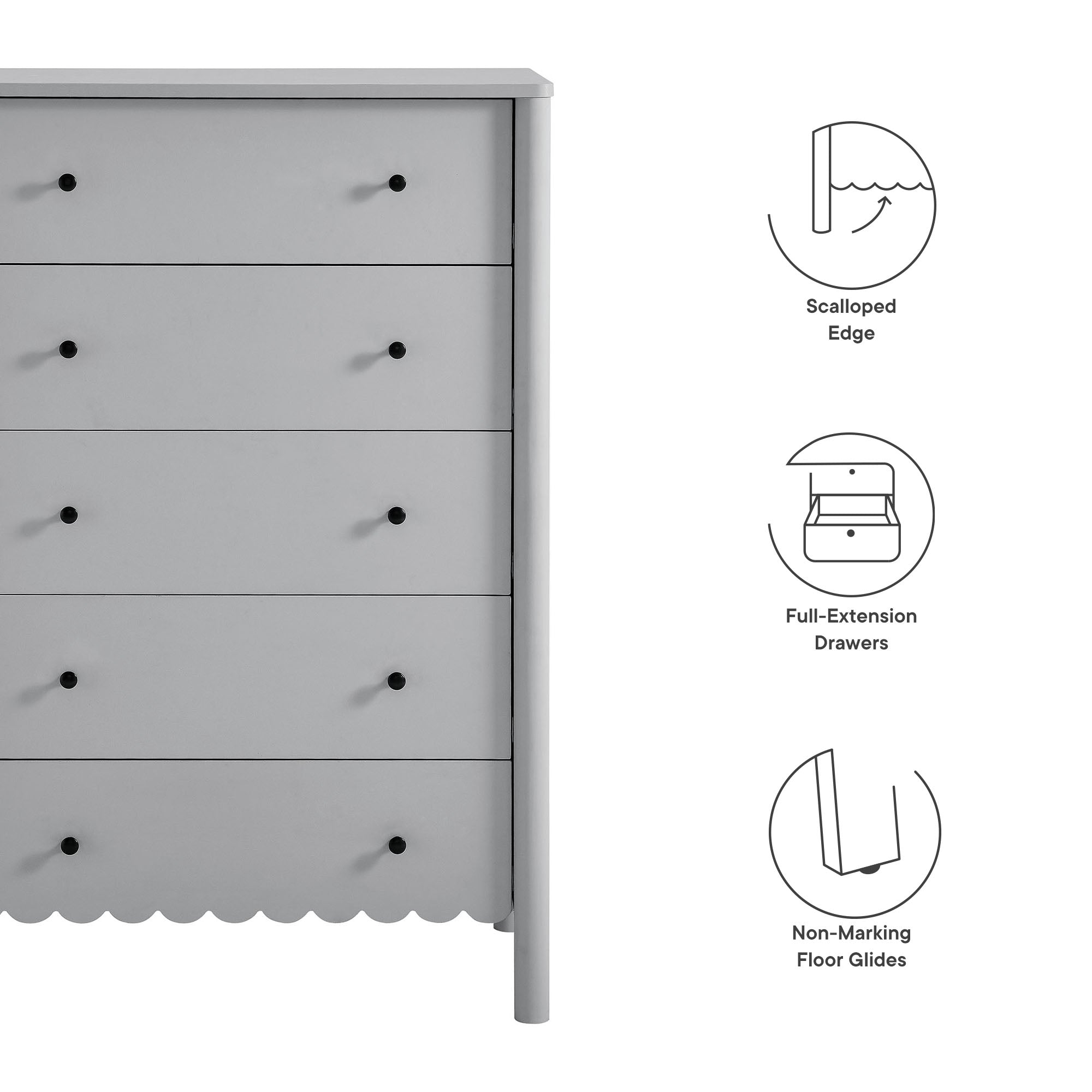 Emmeline Scalloped 5-Drawer Chest by Modway