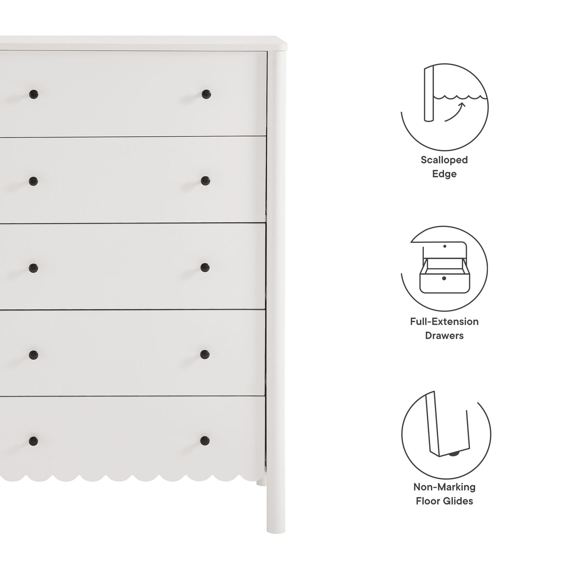 Emmeline Scalloped 5-Drawer Chest by Modway