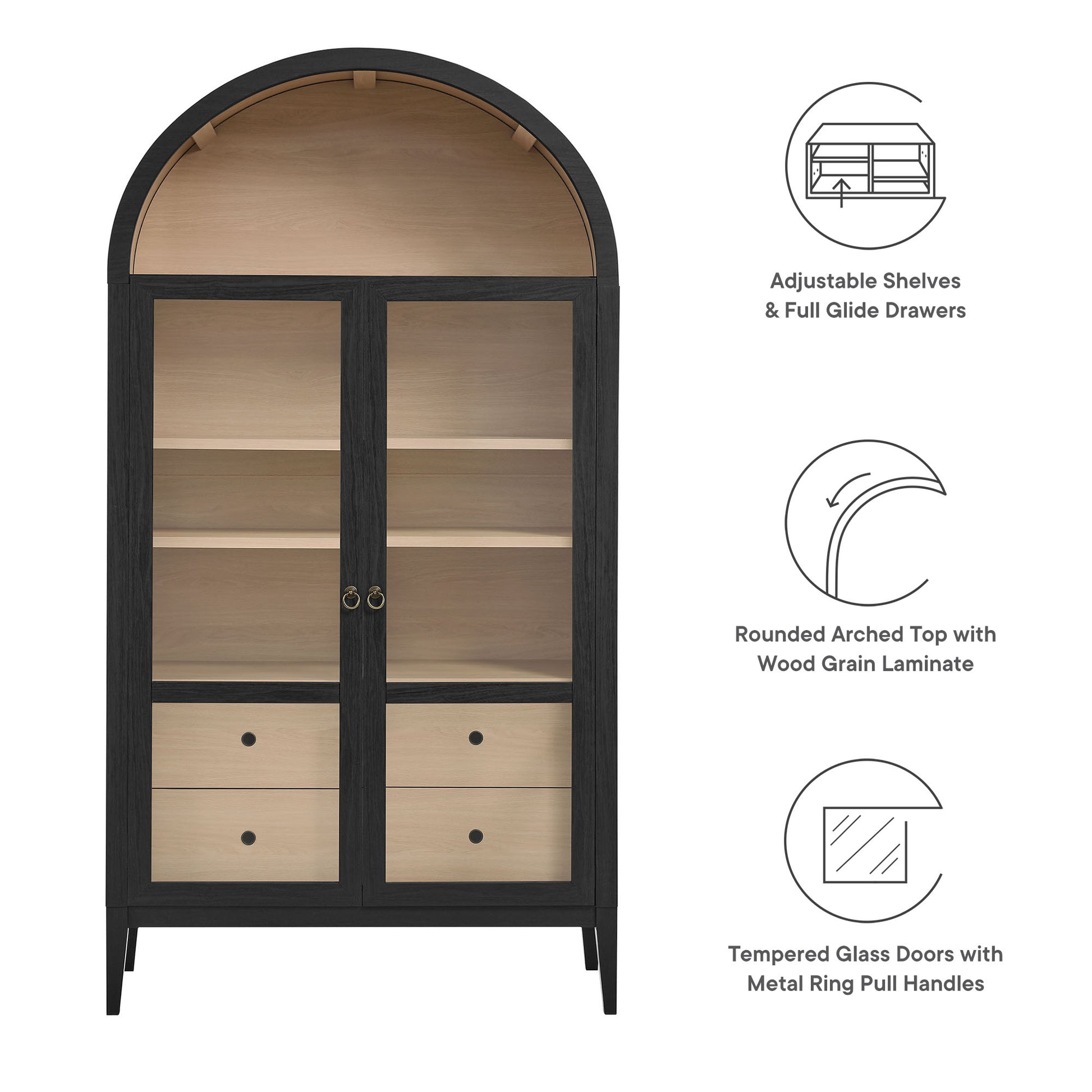 Nolan 74" Tall Wide Arched Storage Display Cabinet by Modway - Best Buy Furniture