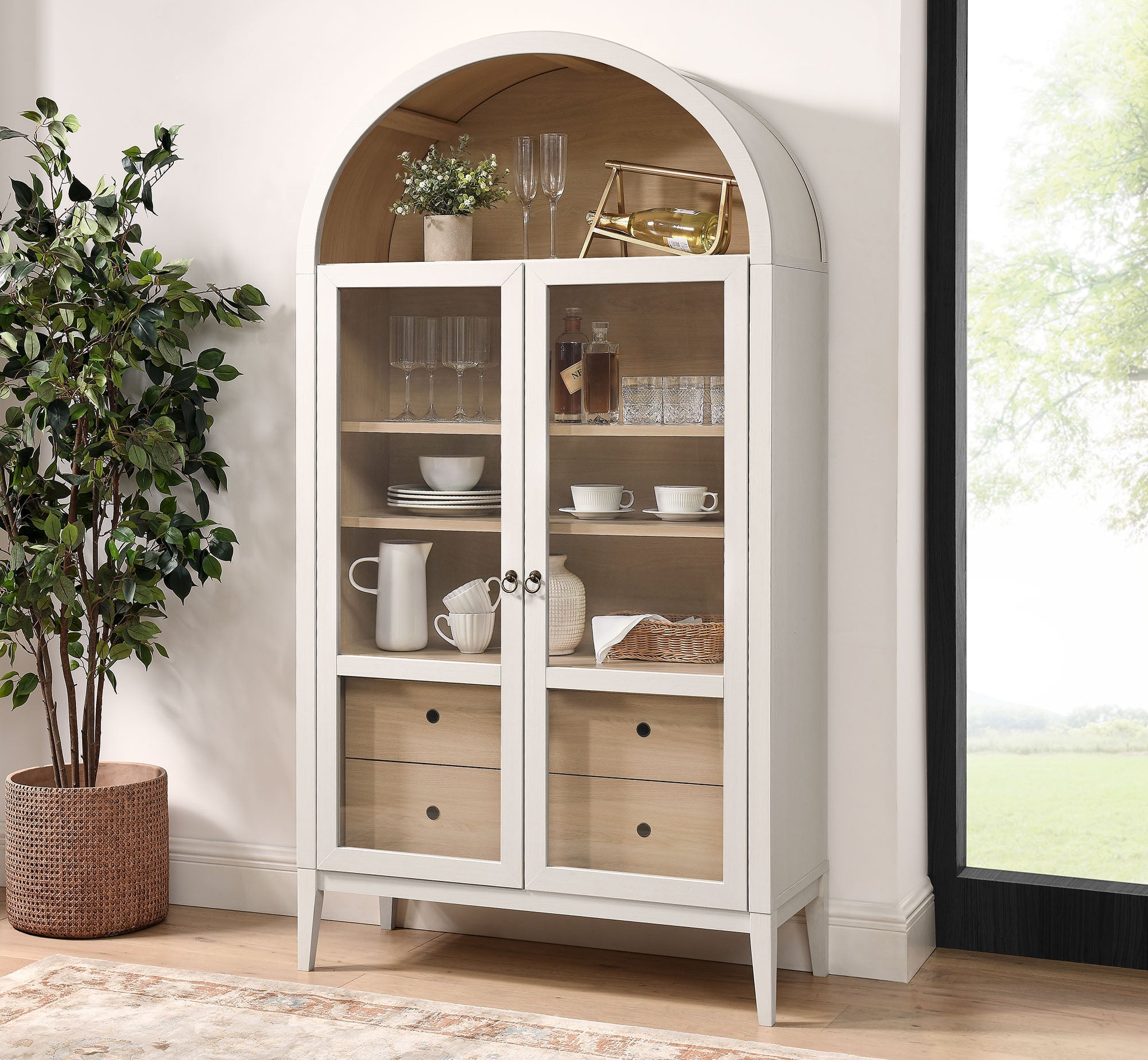 Nolan 74" Tall Arched Storage Display Cabinet