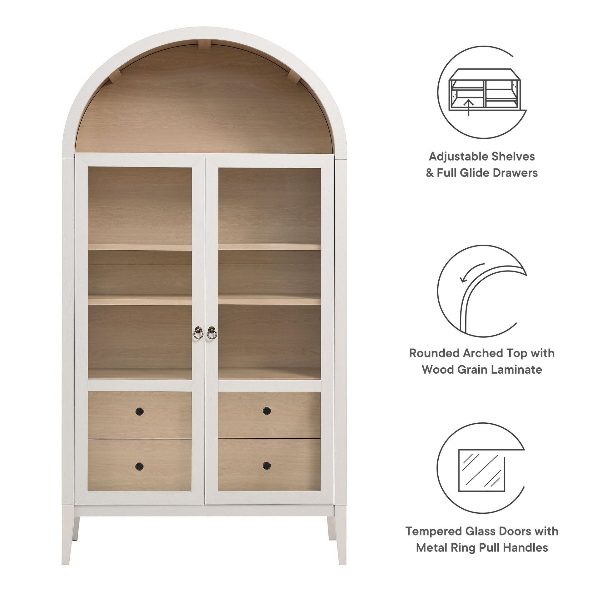 Nolan 74" Tall Wide Arched Storage Display Cabinet by Modway - Best Buy Furniture