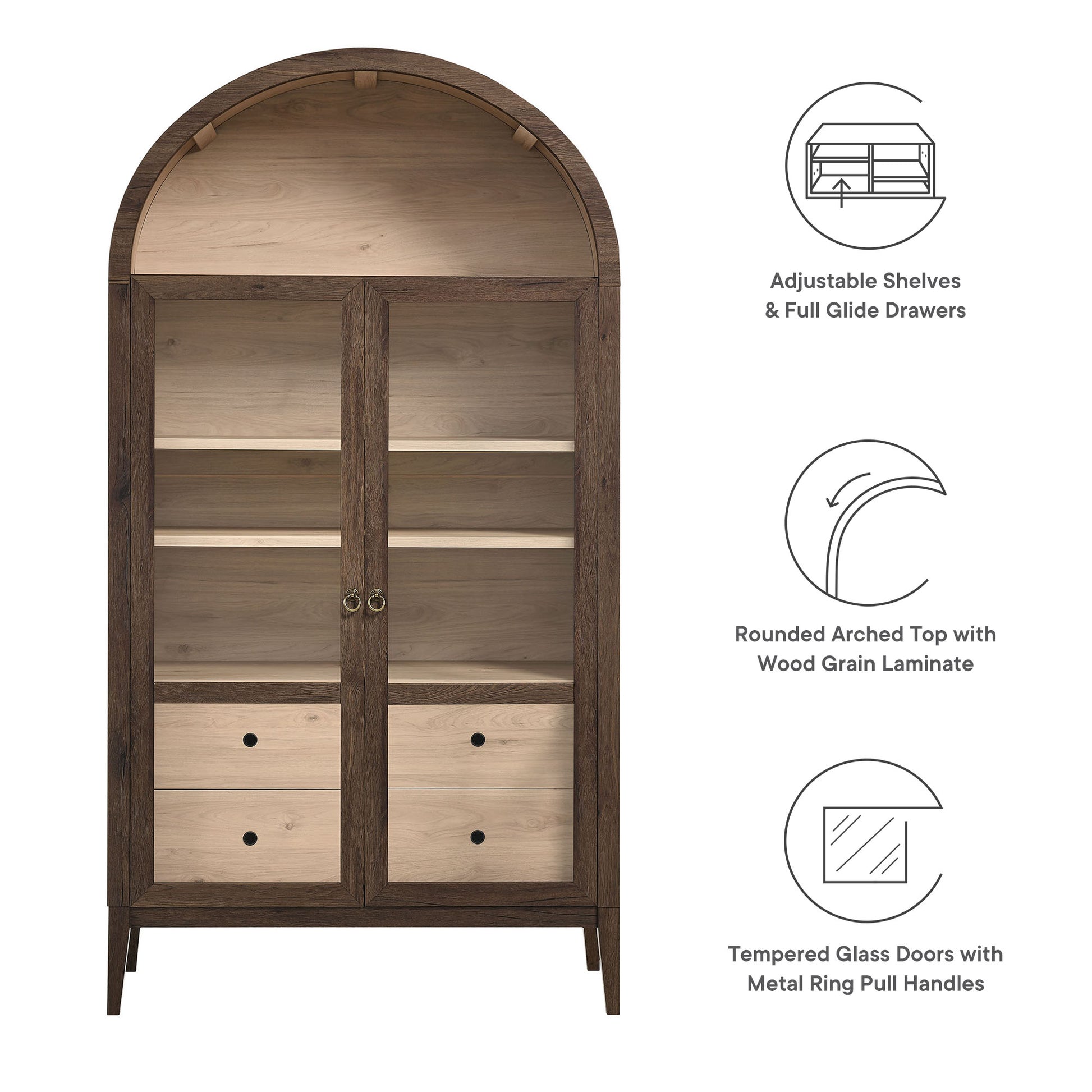 Nolan 74" Tall Wide Arched Storage Display Cabinet by Modway - Best Buy Furniture