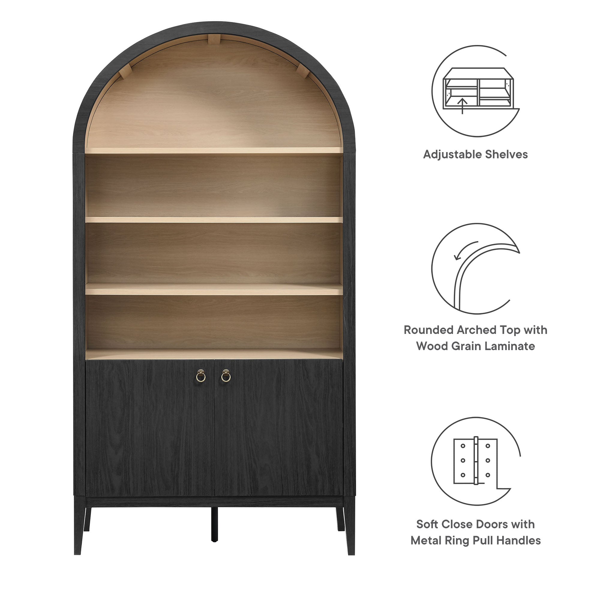 Nolan 74" Tall Wide Arched Storage Display Cabinet Bookshelf by Modway - Best Buy Furniture