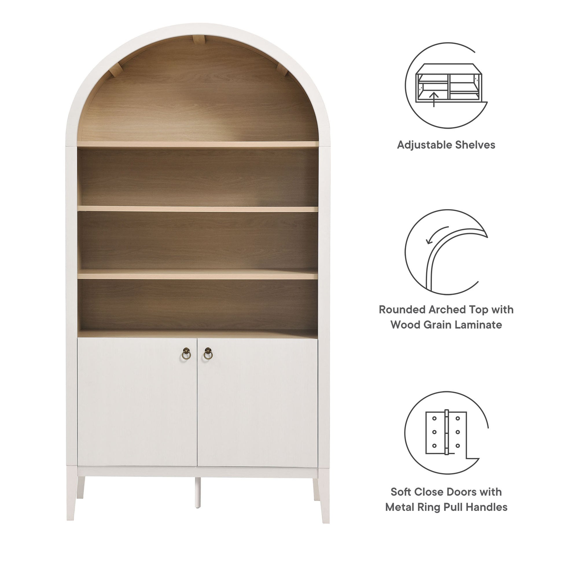 Nolan 74" Tall Wide Arched Storage Display Cabinet Bookshelf by Modway - Best Buy Furniture