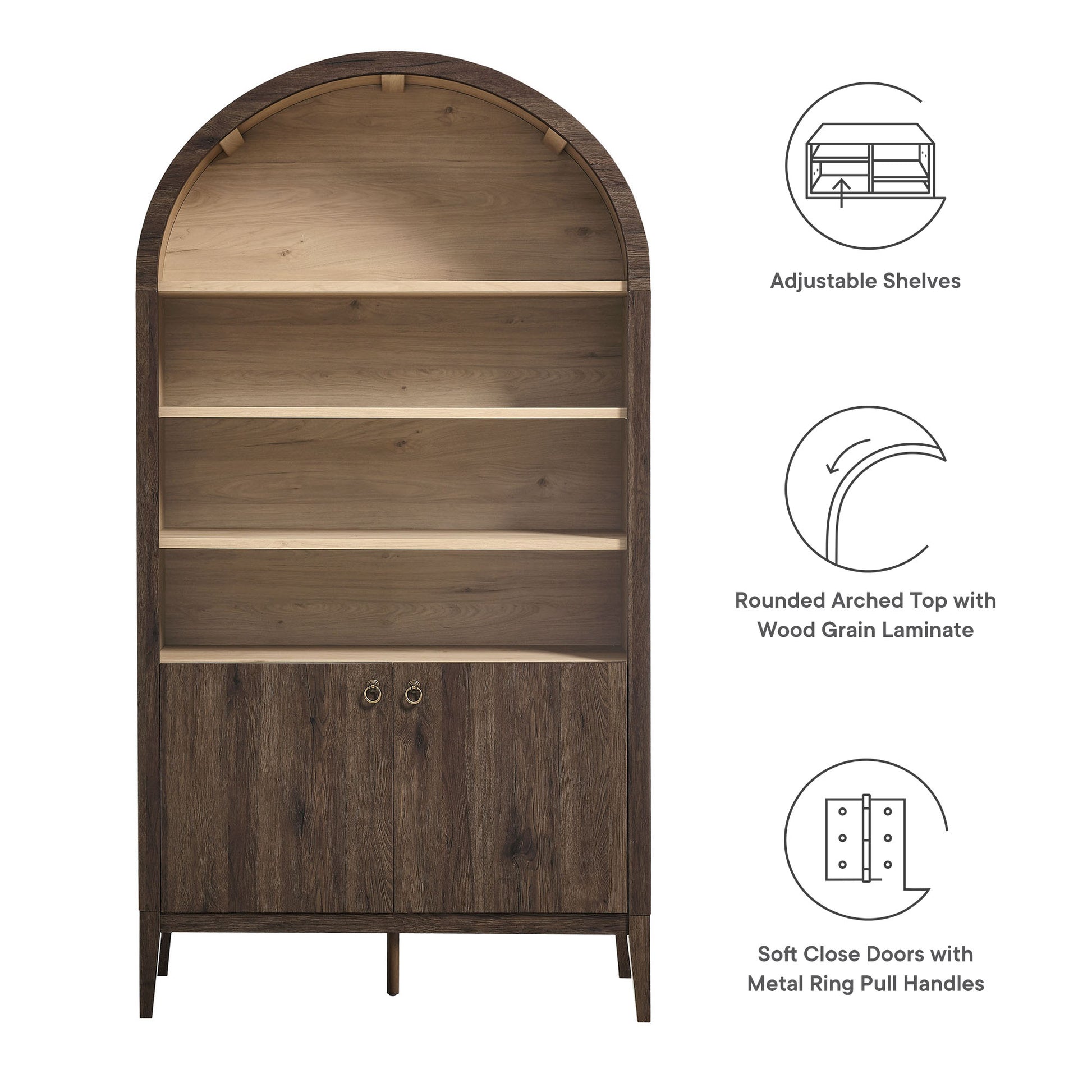 Nolan 74" Tall Wide Arched Storage Display Cabinet Bookshelf by Modway - Best Buy Furniture