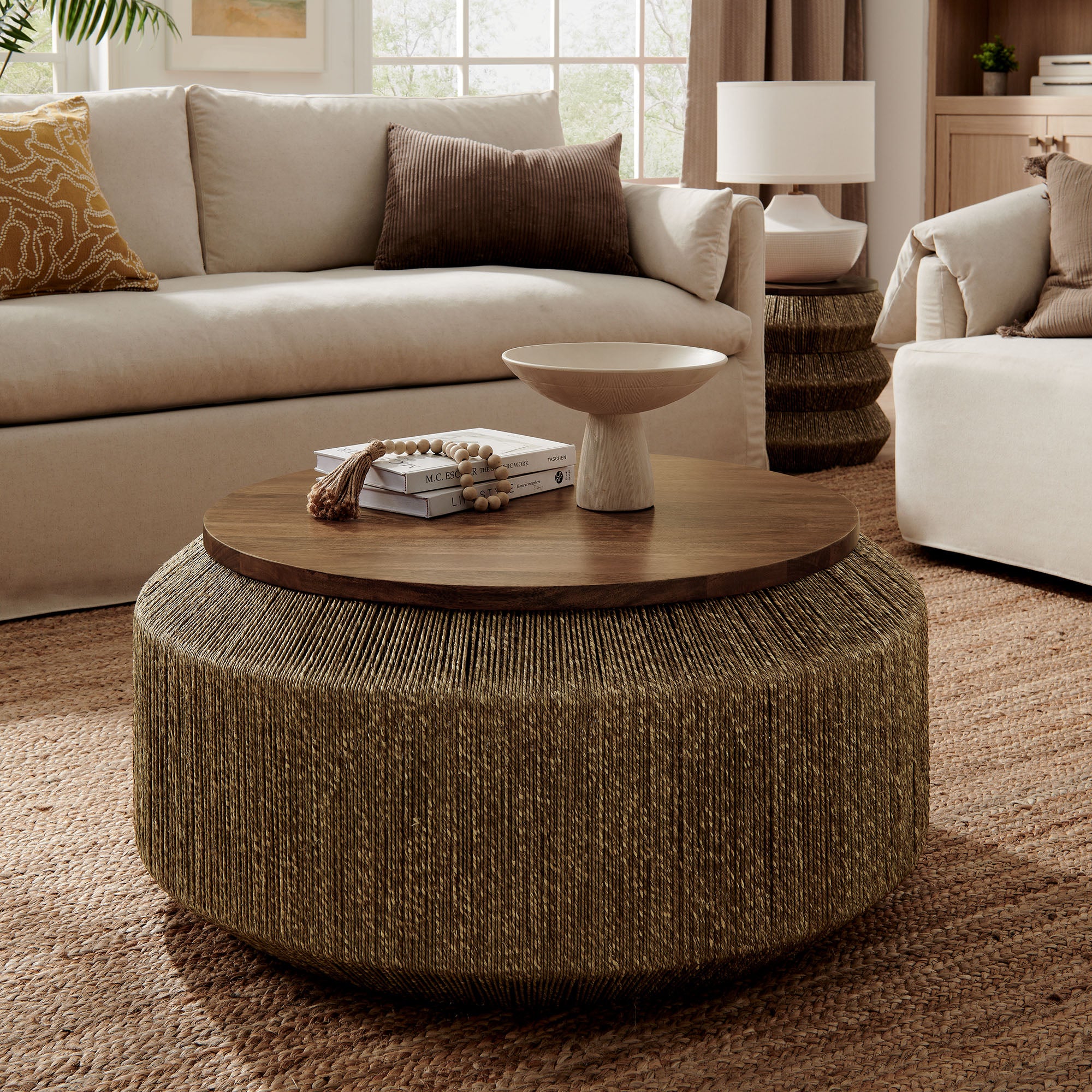 Maris Seagrass and Wood Coffee Table by Modway - Best Buy Furniture