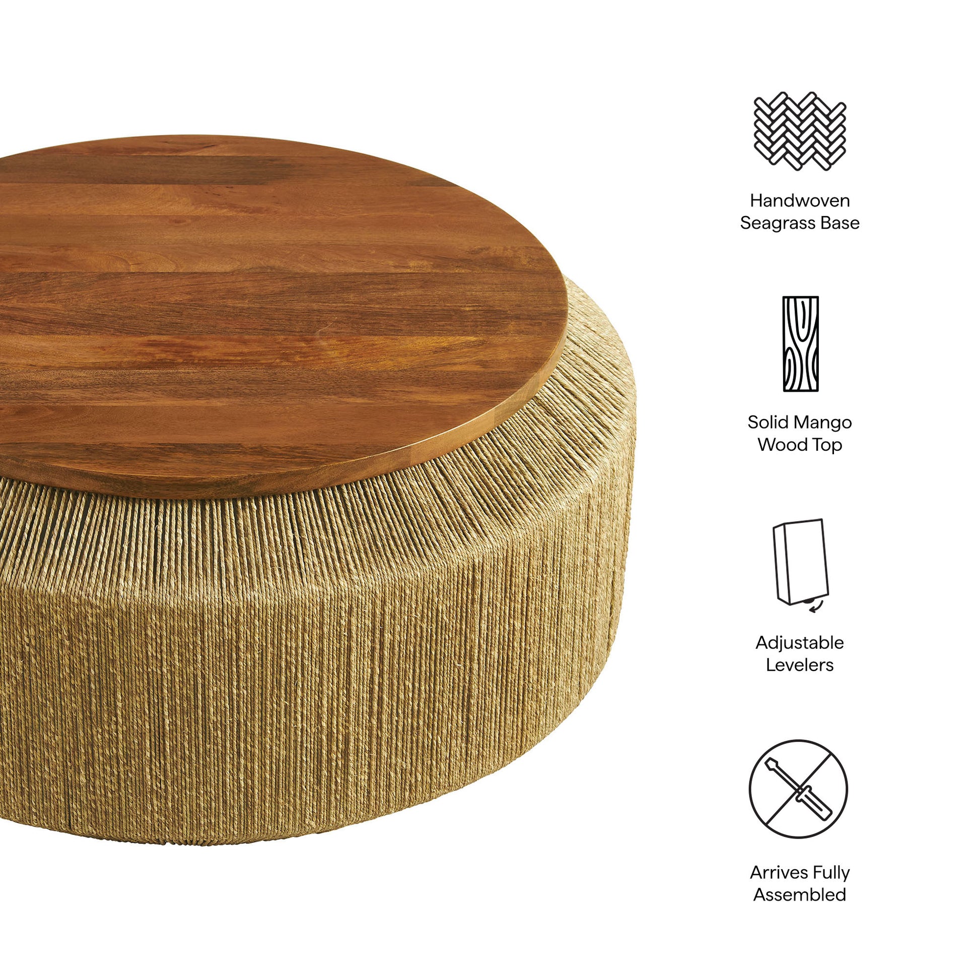 Maris Seagrass and Wood Coffee Table by Modway - Best Buy Furniture