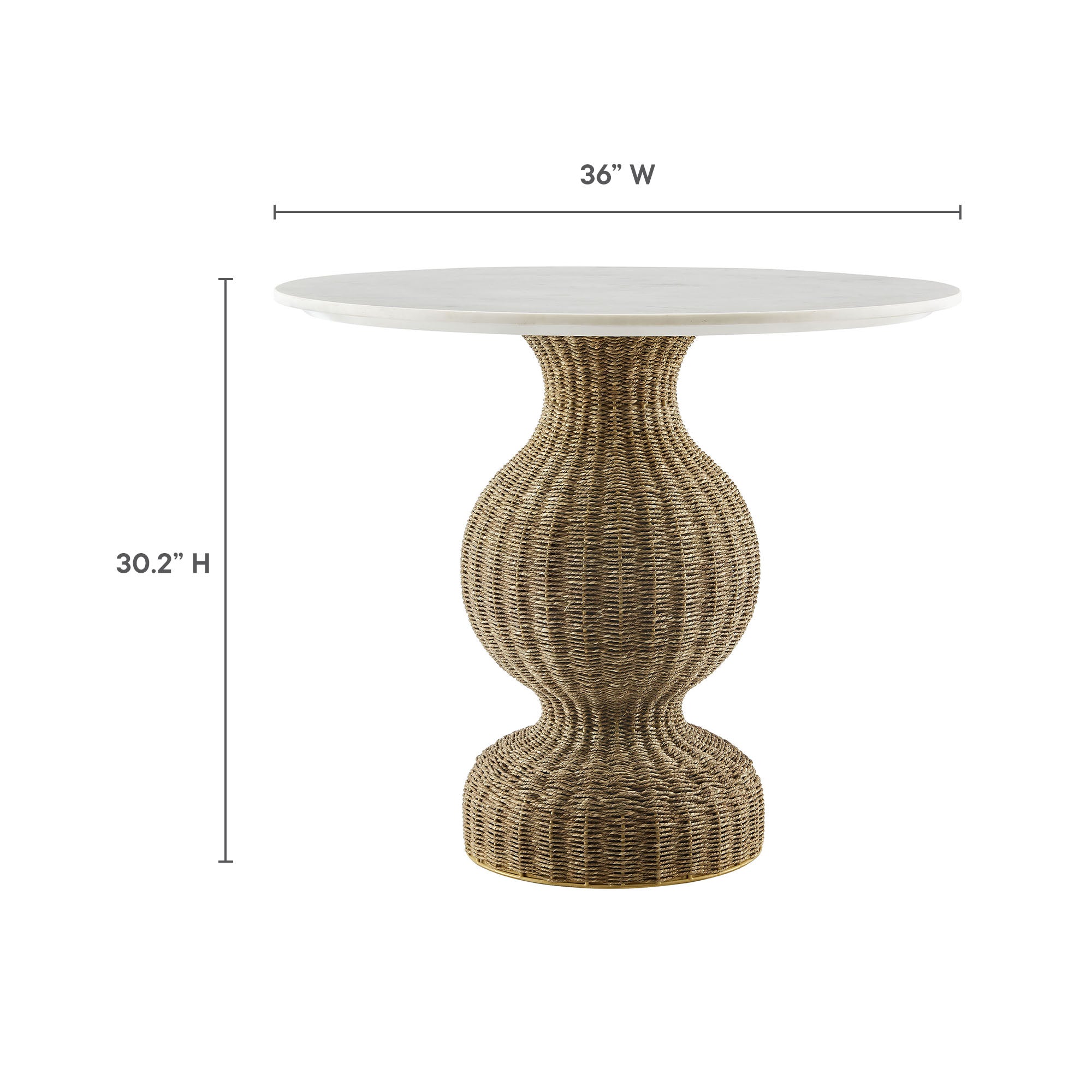 Zale 36" Marble and Seagrass Dining Table by Modway