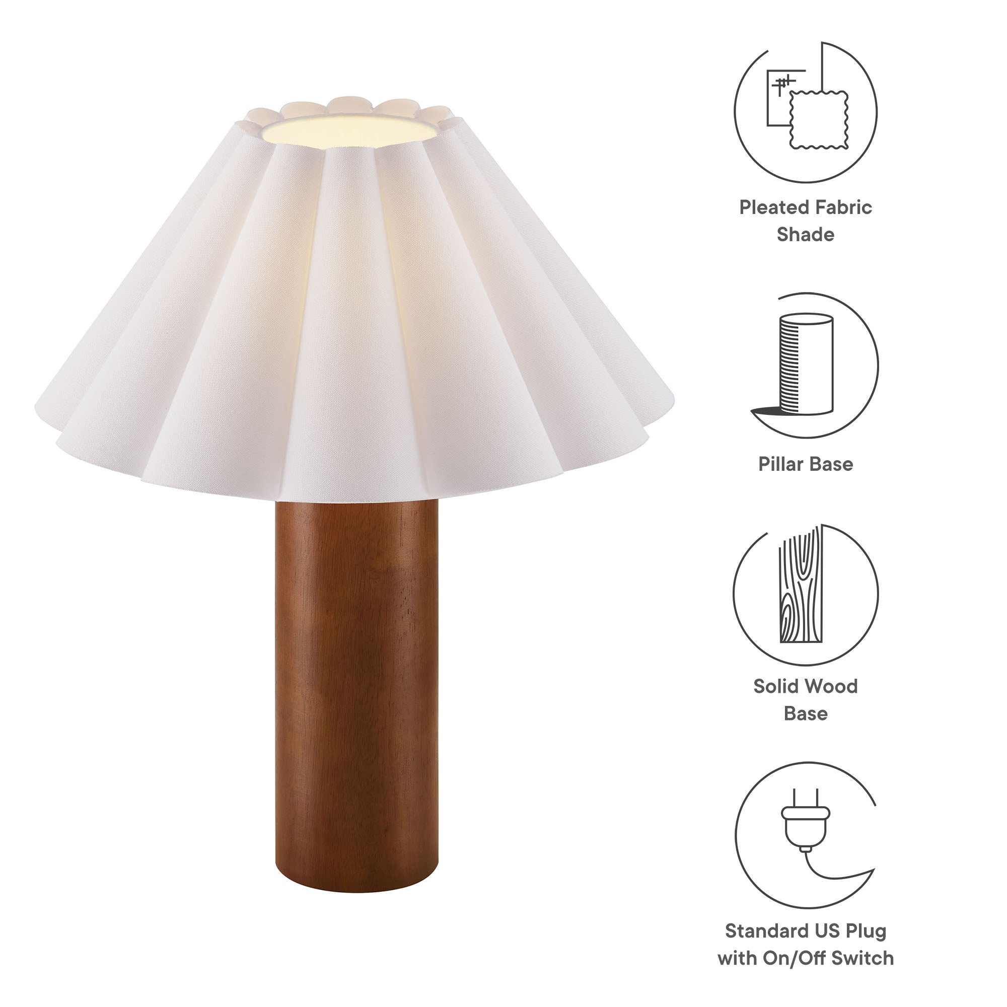 Flora Wood Table Lamp With Pleated Petal Shade by Modway
