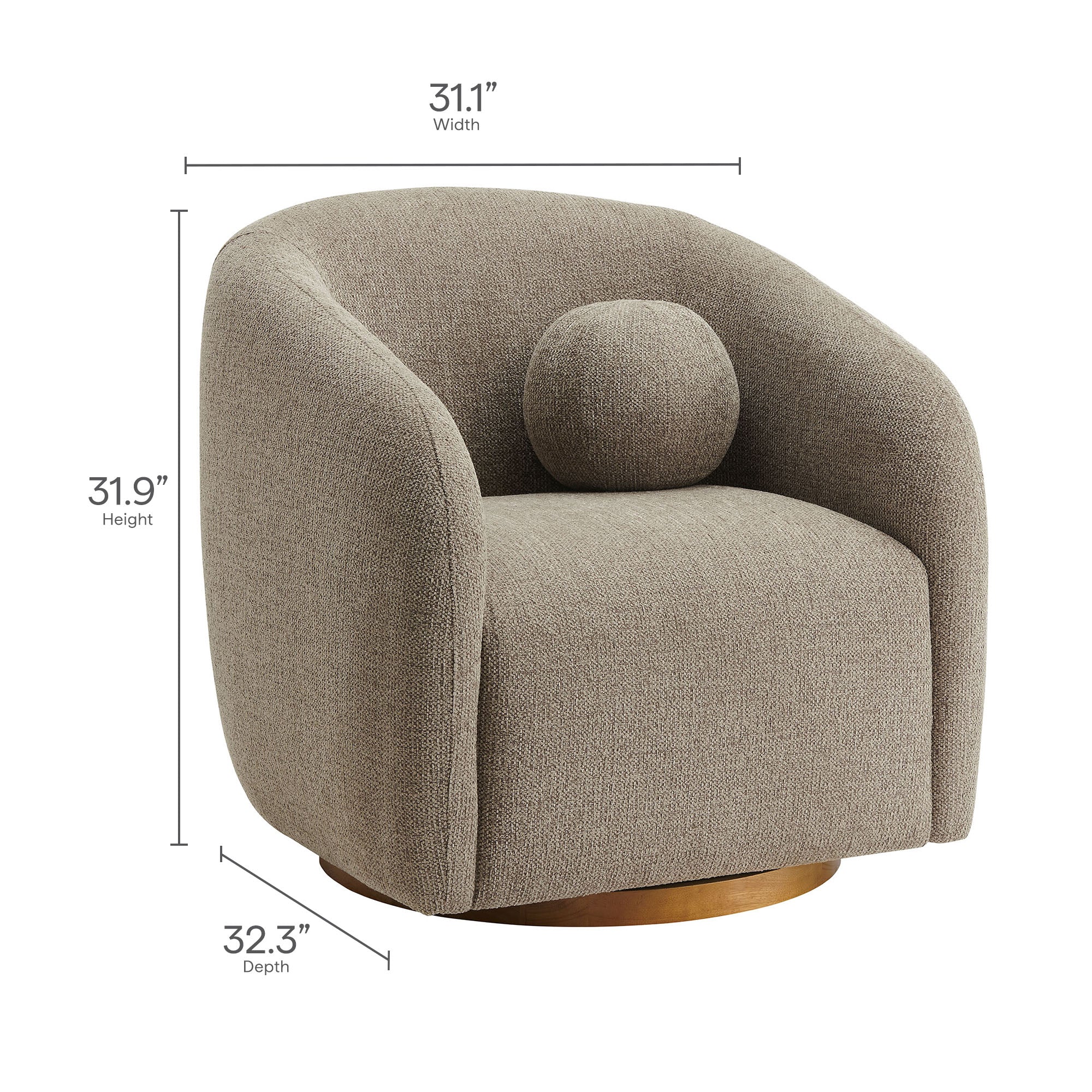 Holland Swivel Chenille Fabric Armchair by Modway