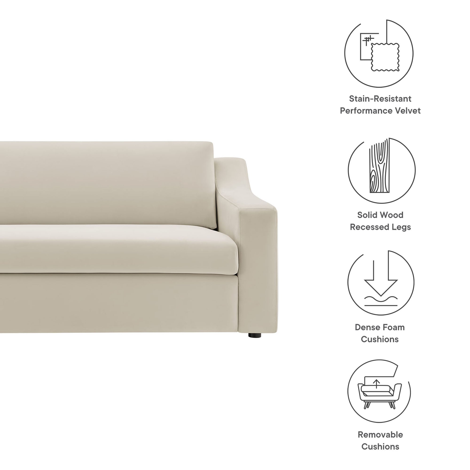 Liora Performance Velvet Sofa by Modway - Best Buy Furniture