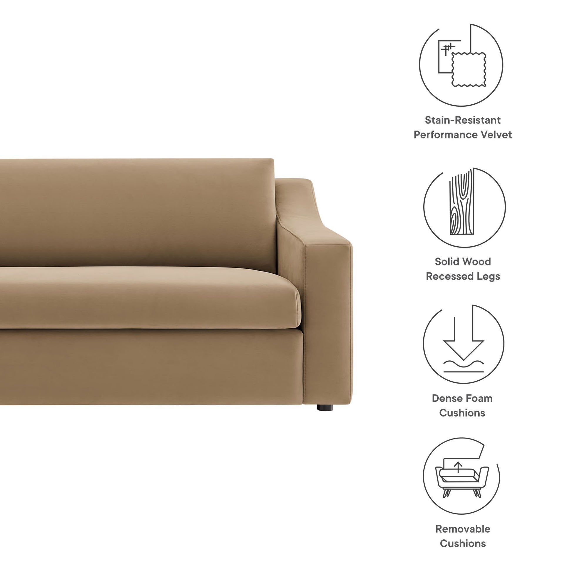 Liora Performance Velvet Sofa by Modway - Best Buy Furniture