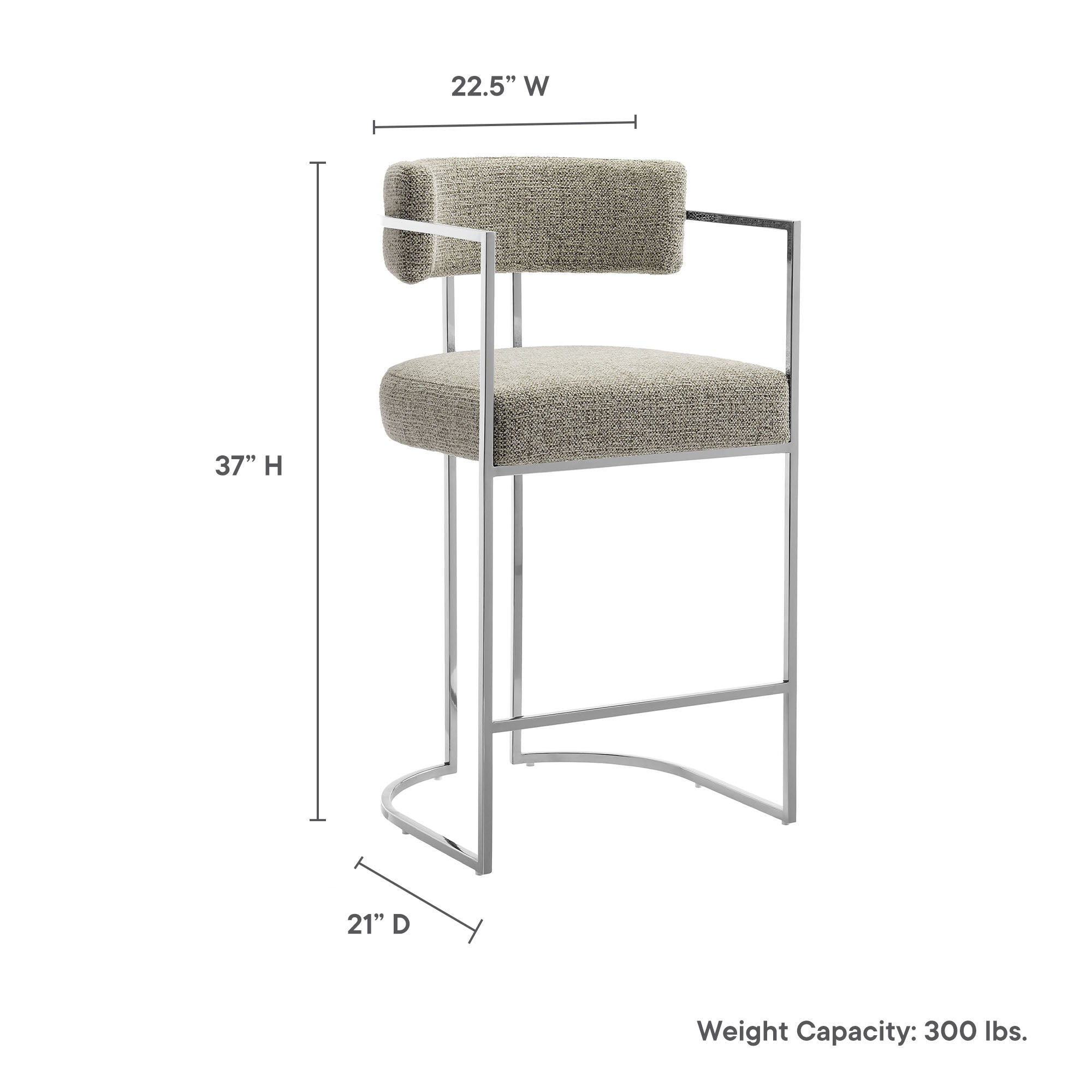 Huron Curved Back Fabric and Metal Counter Stool by Modway