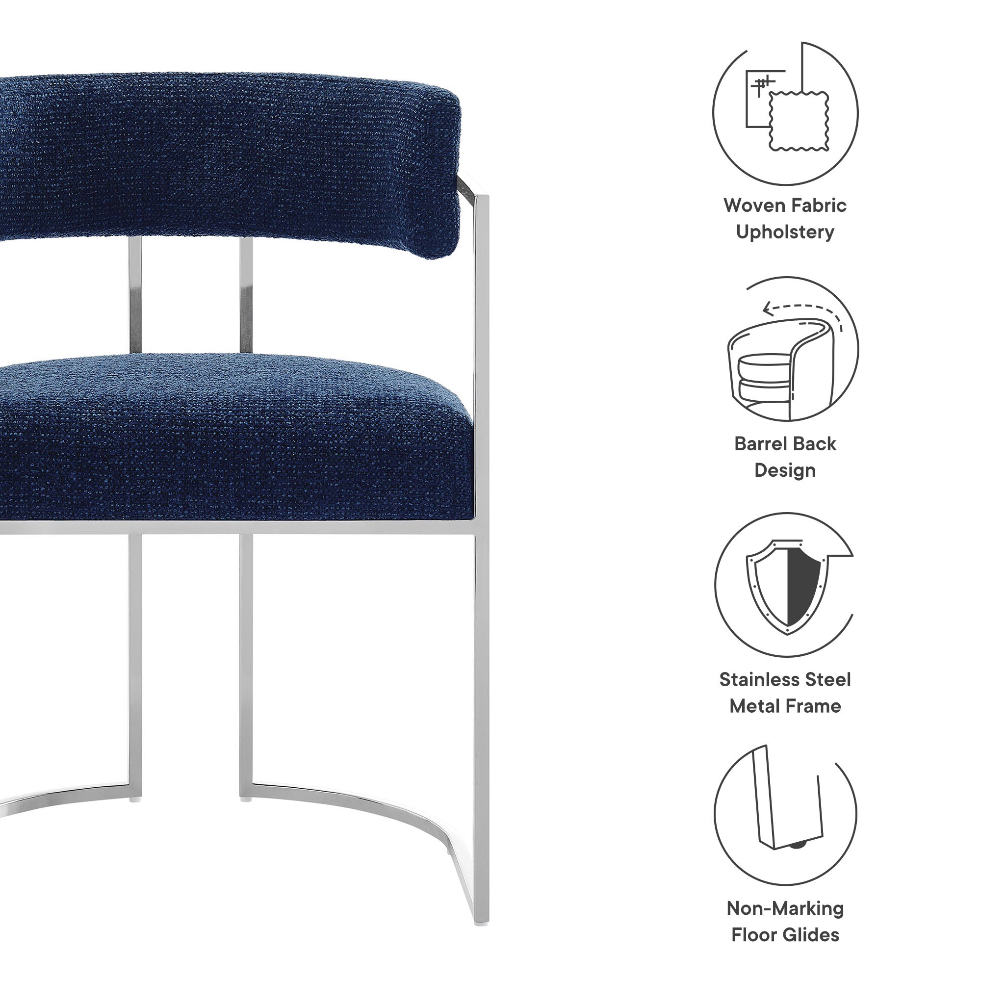 Huron Curved Back Fabric and Metal Dining Accent Chair by Modway