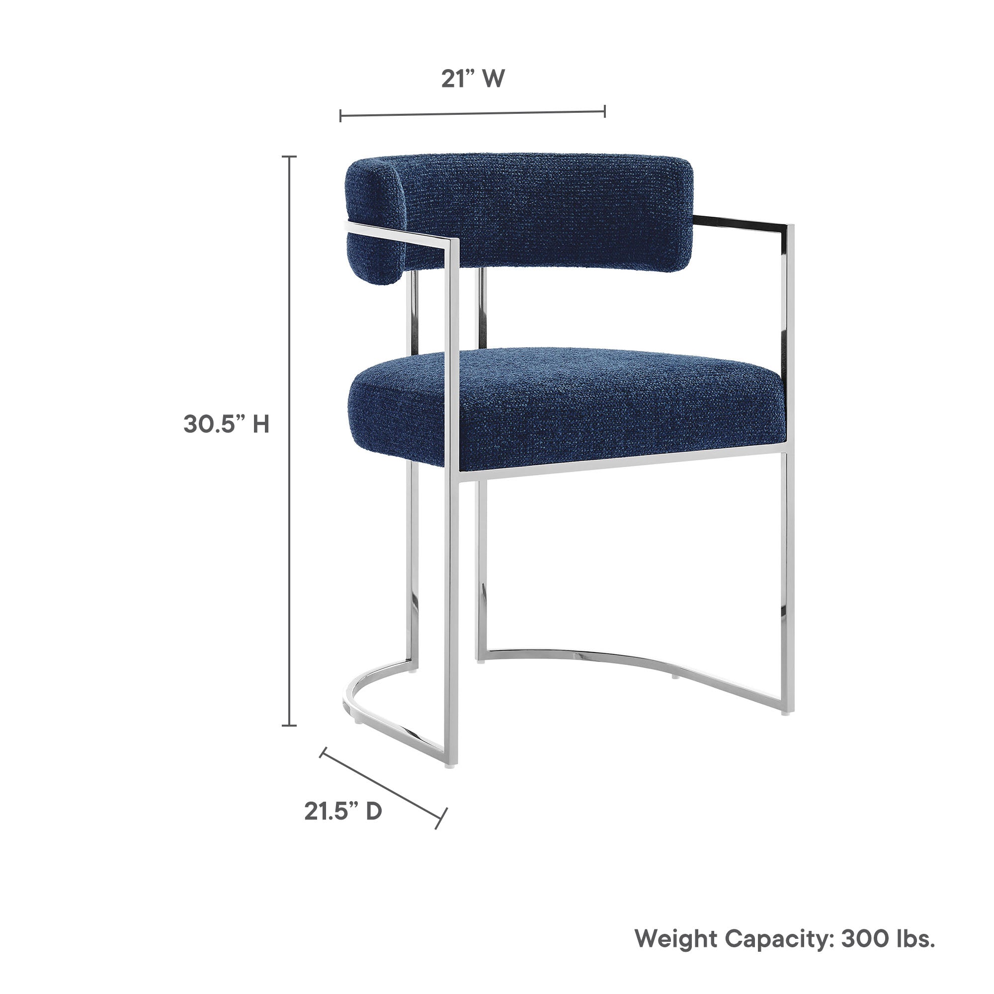 Huron Curved Back Fabric and Metal Dining Accent Chair by Modway