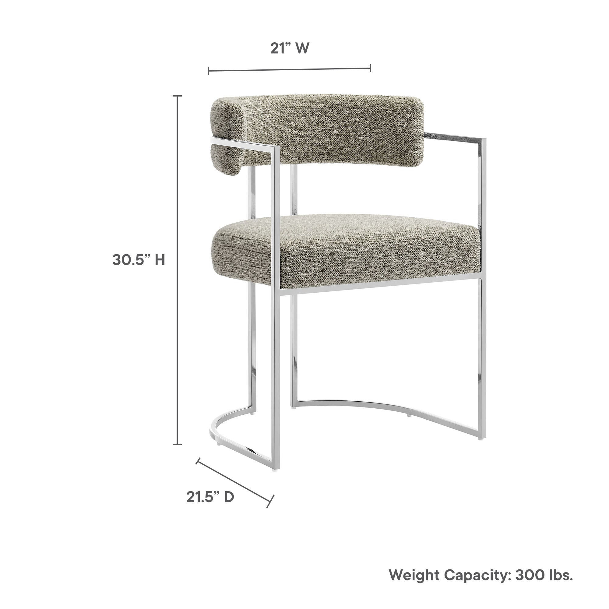Huron Curved Back Fabric and Metal Dining Accent Chair by Modway