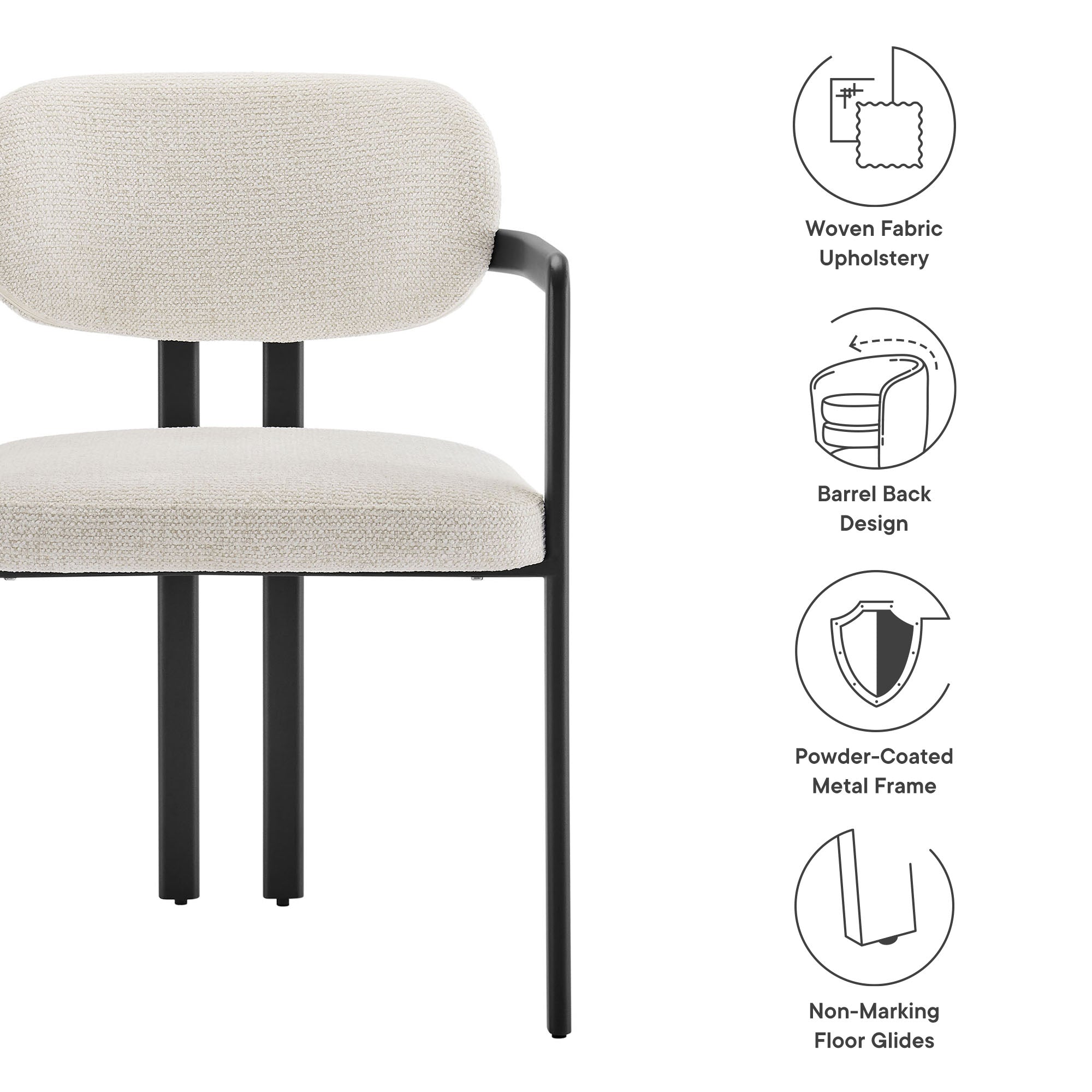 Elio Barrel Fabric and Metal Dining Chair by Modway