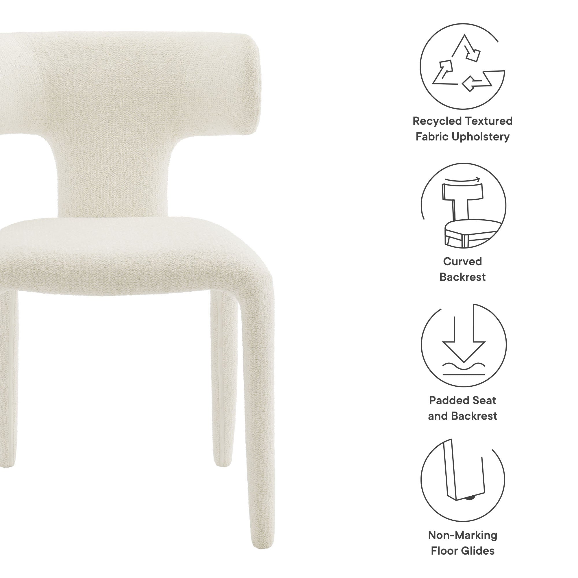 Stellan Curved Back Boucle Upholstered Dining Chair Set of 2 by Modway
