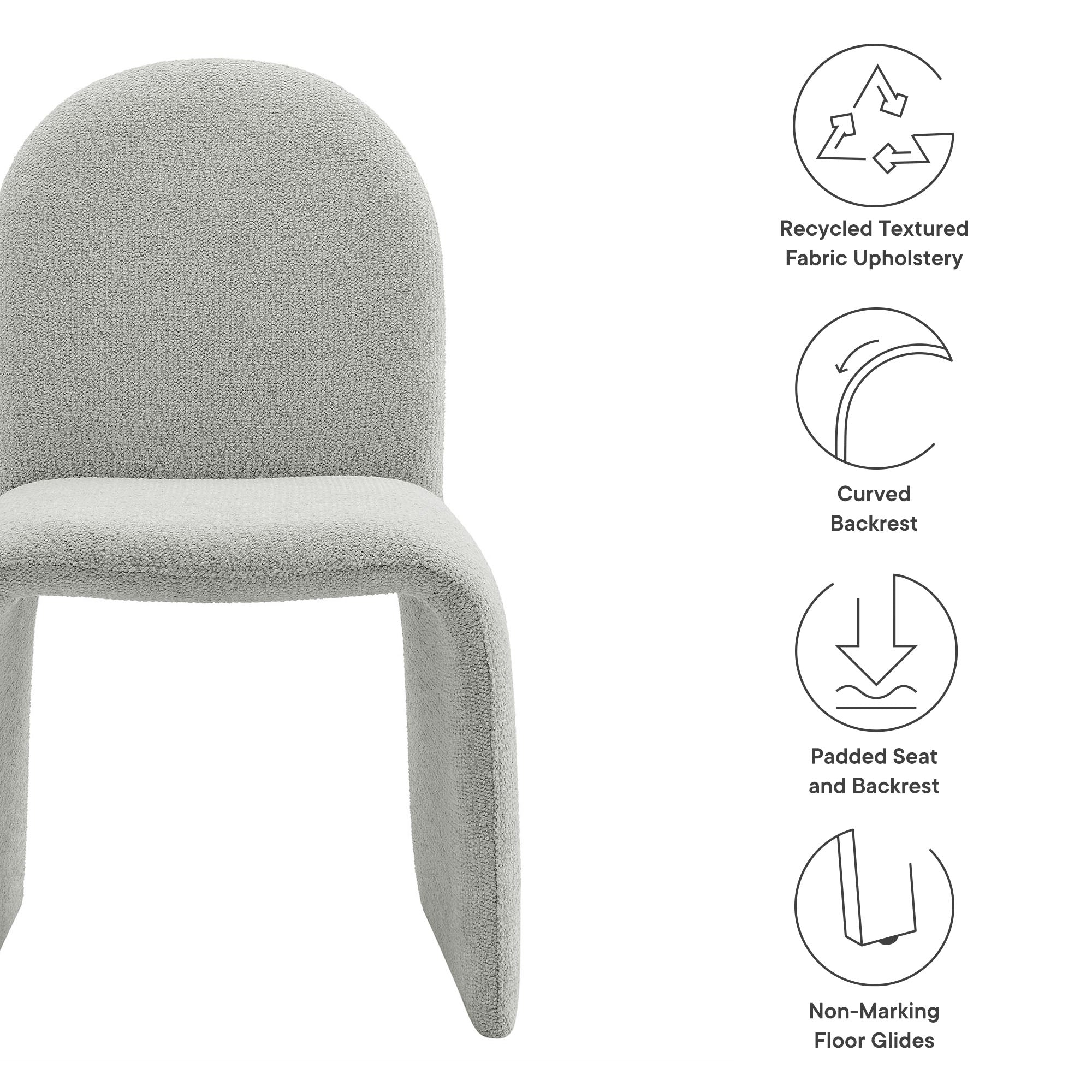 Junia Boucle Upholstered Arch Armless Dining Chair by Modway