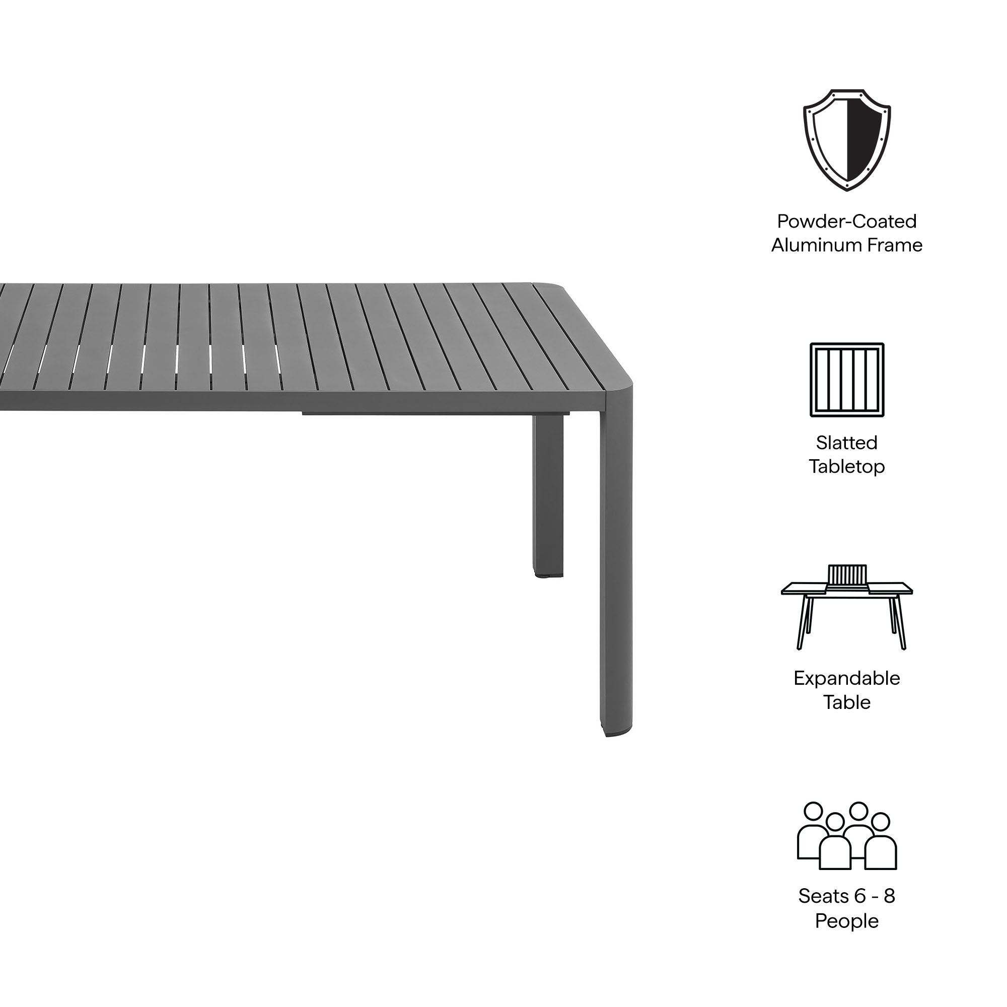 Tahoe Outdoor Patio Aluminum Extendable Dining Table by Modway