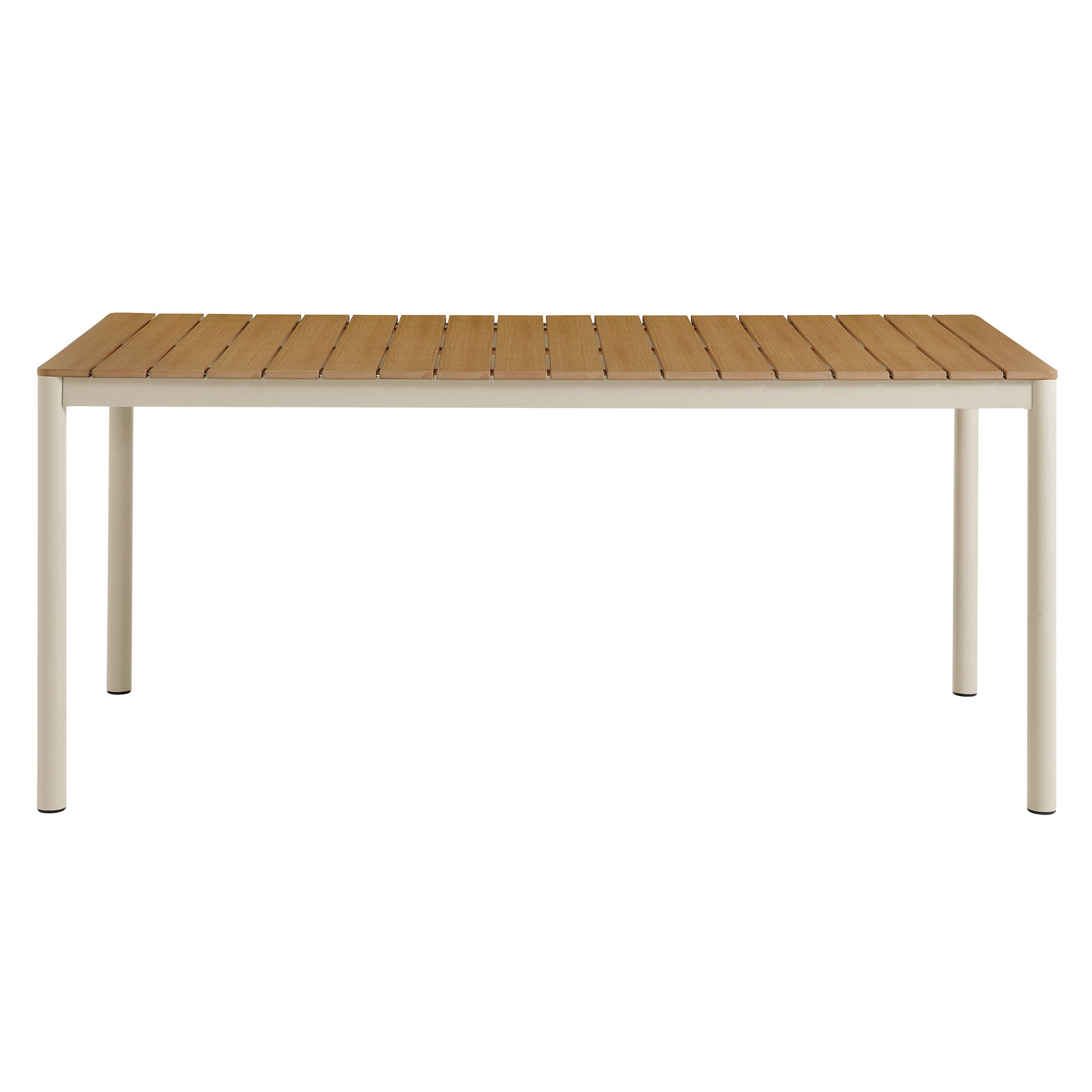 Finn 71" Outdoor Patio Aluminum Dining Table with Faux Wood Top by Modway