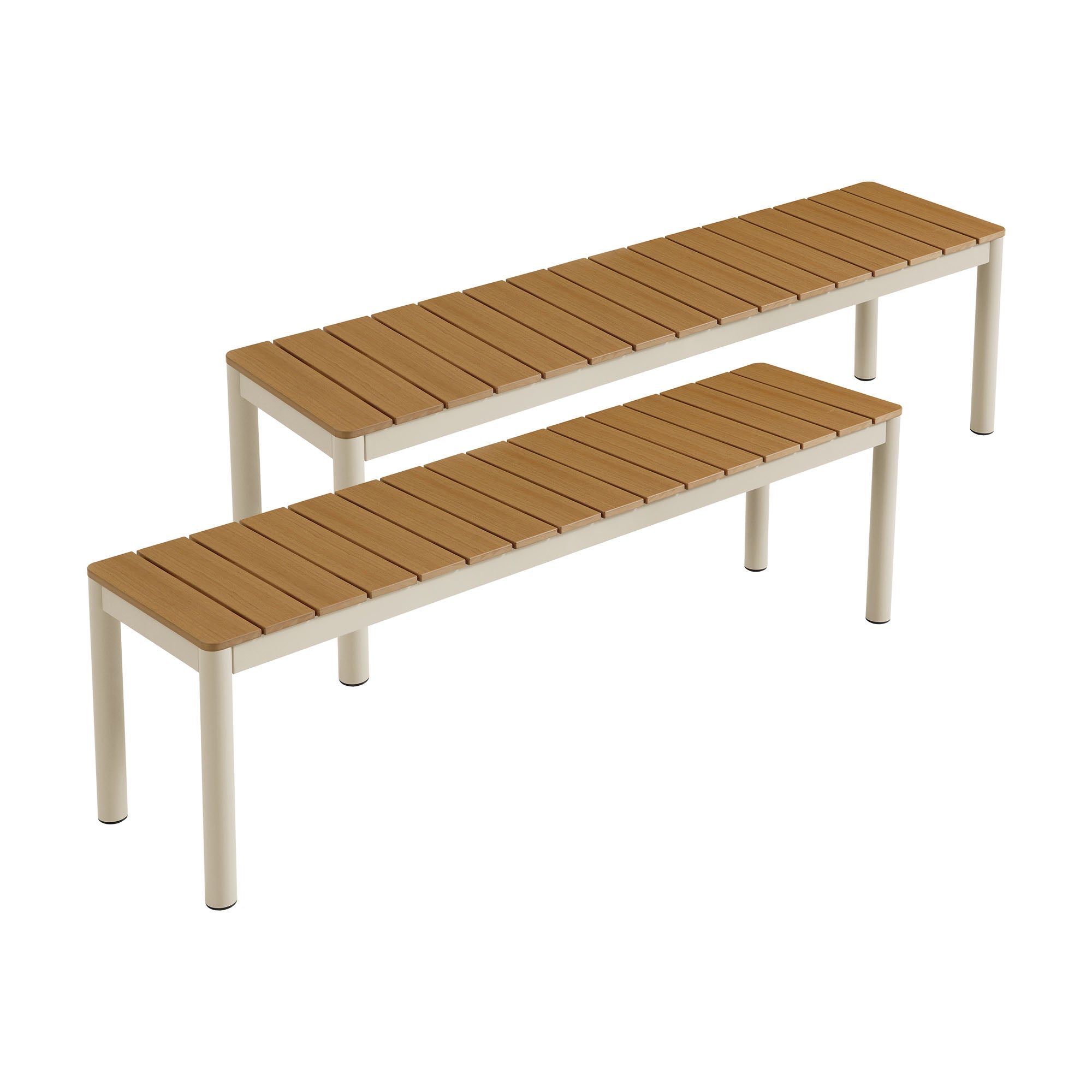 Finn Outdoor Patio Aluminum Bench with Faux Wood Top Set of 2 by Modway