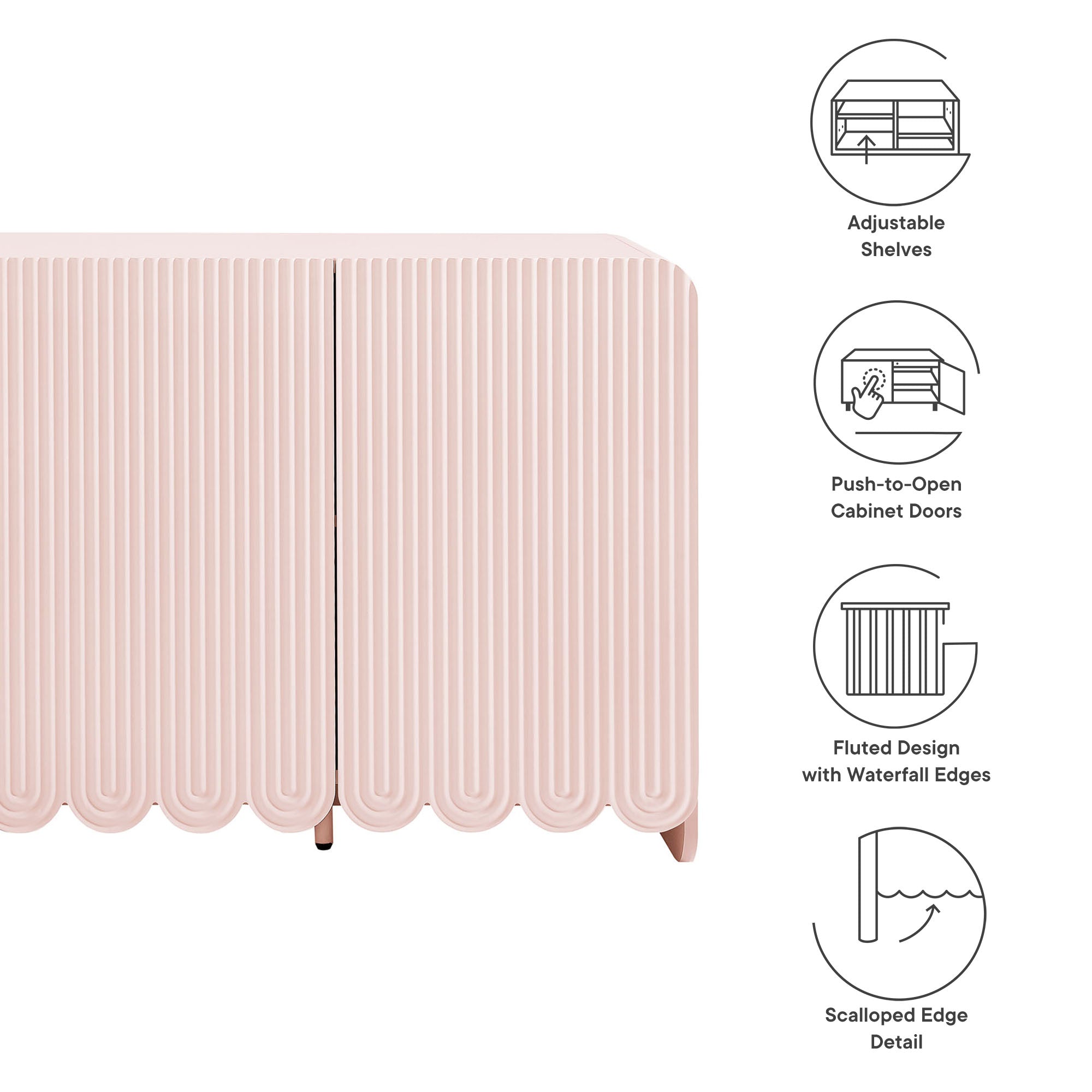 Dahlia Fluted and Scalloped Sideboard Storage Cabinet by Modway