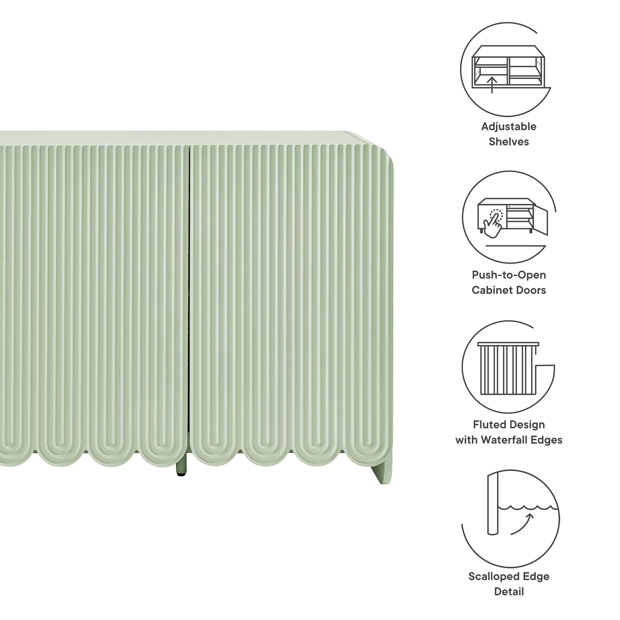 Dahlia Fluted and Scalloped Sideboard Storage Cabinet by Modway