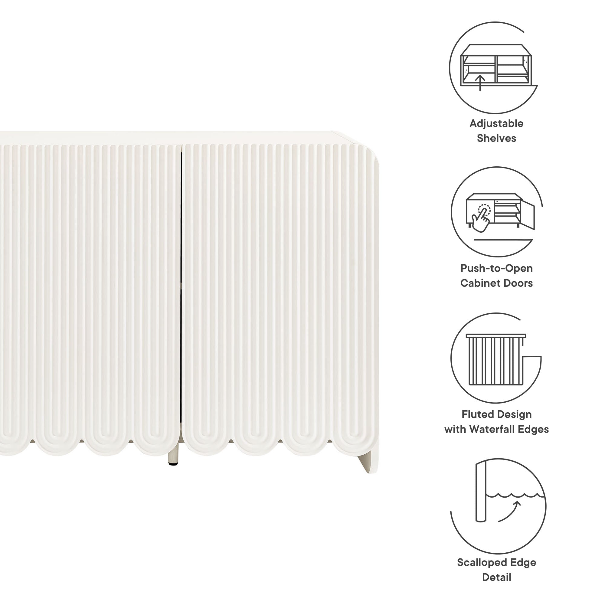 Dahlia Fluted and Scalloped Sideboard Storage Cabinet by Modway