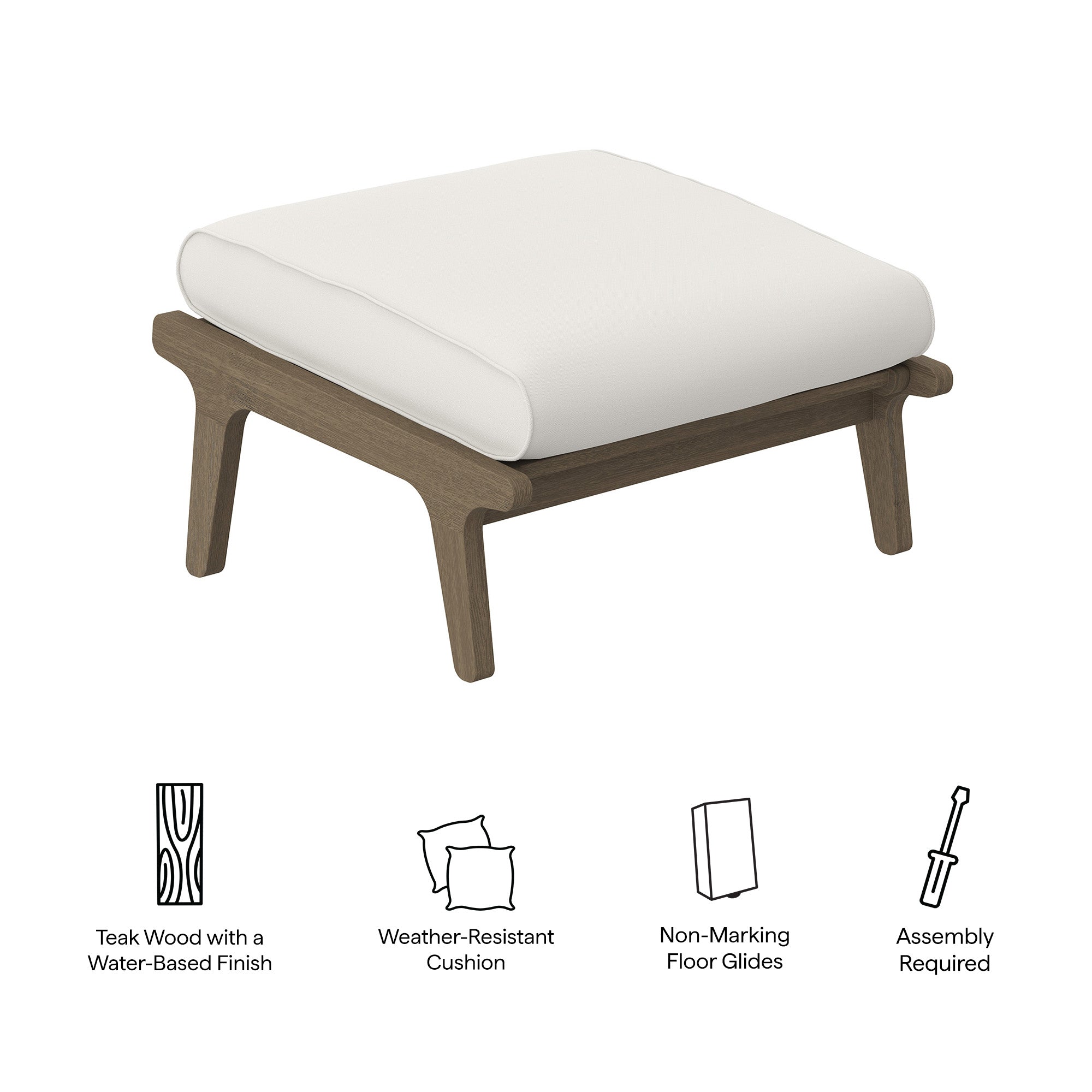 Saratoga Outdoor Patio Teak Ottoman by Modway