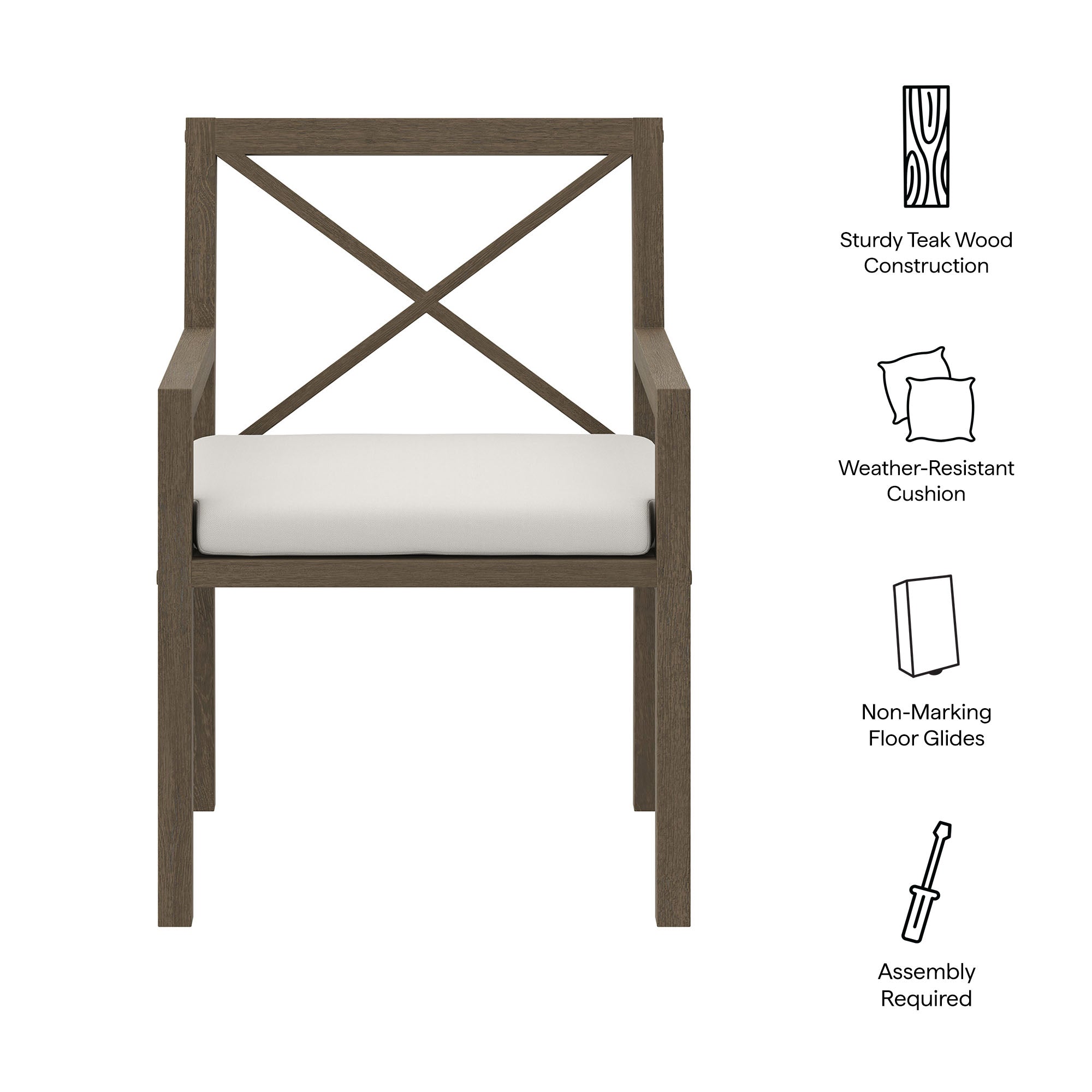 Northlake Outdoor Patio Teak Dining Armchair by Modway