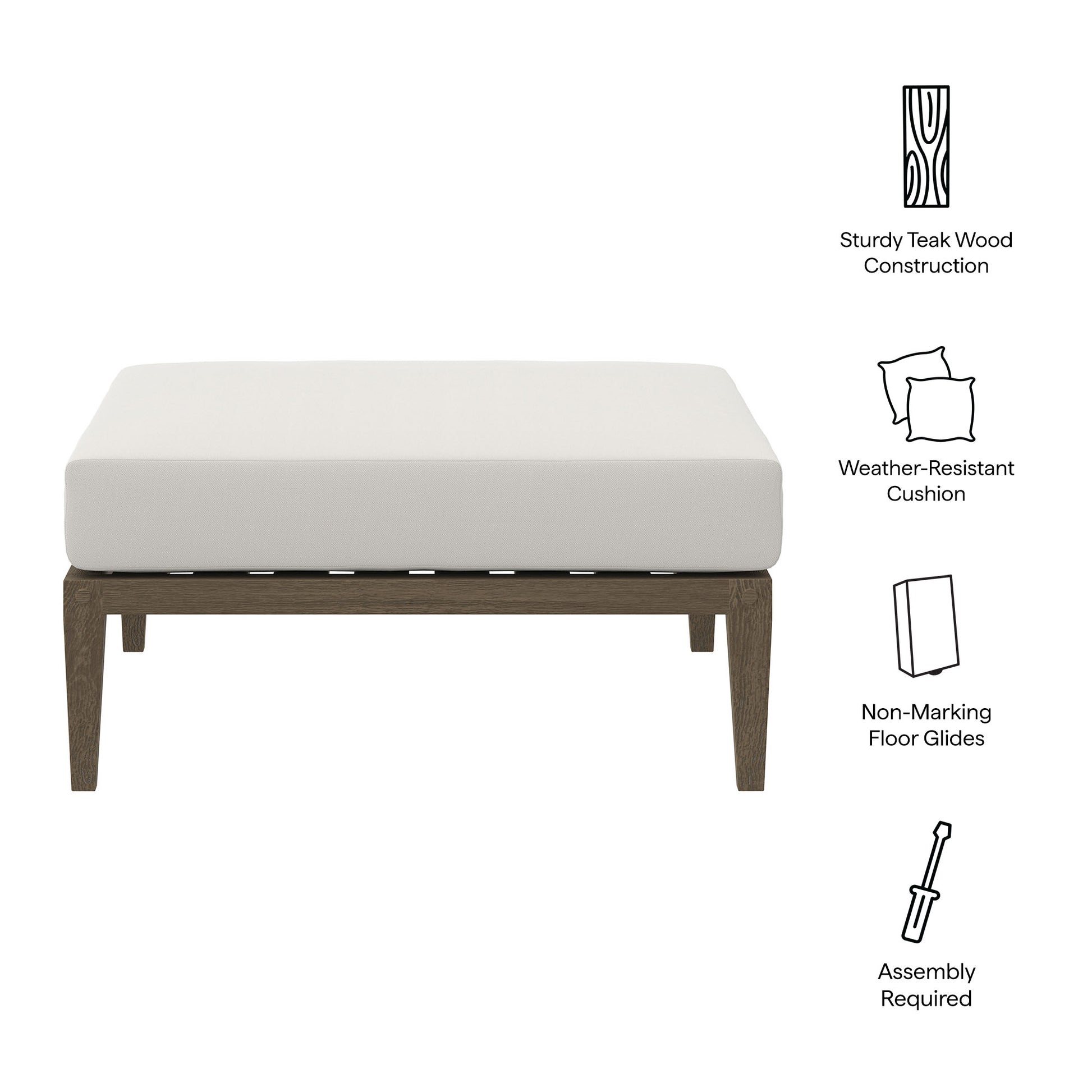 Northlake Outdoor Patio Teak Ottoman by Modway - Best Buy Furniture