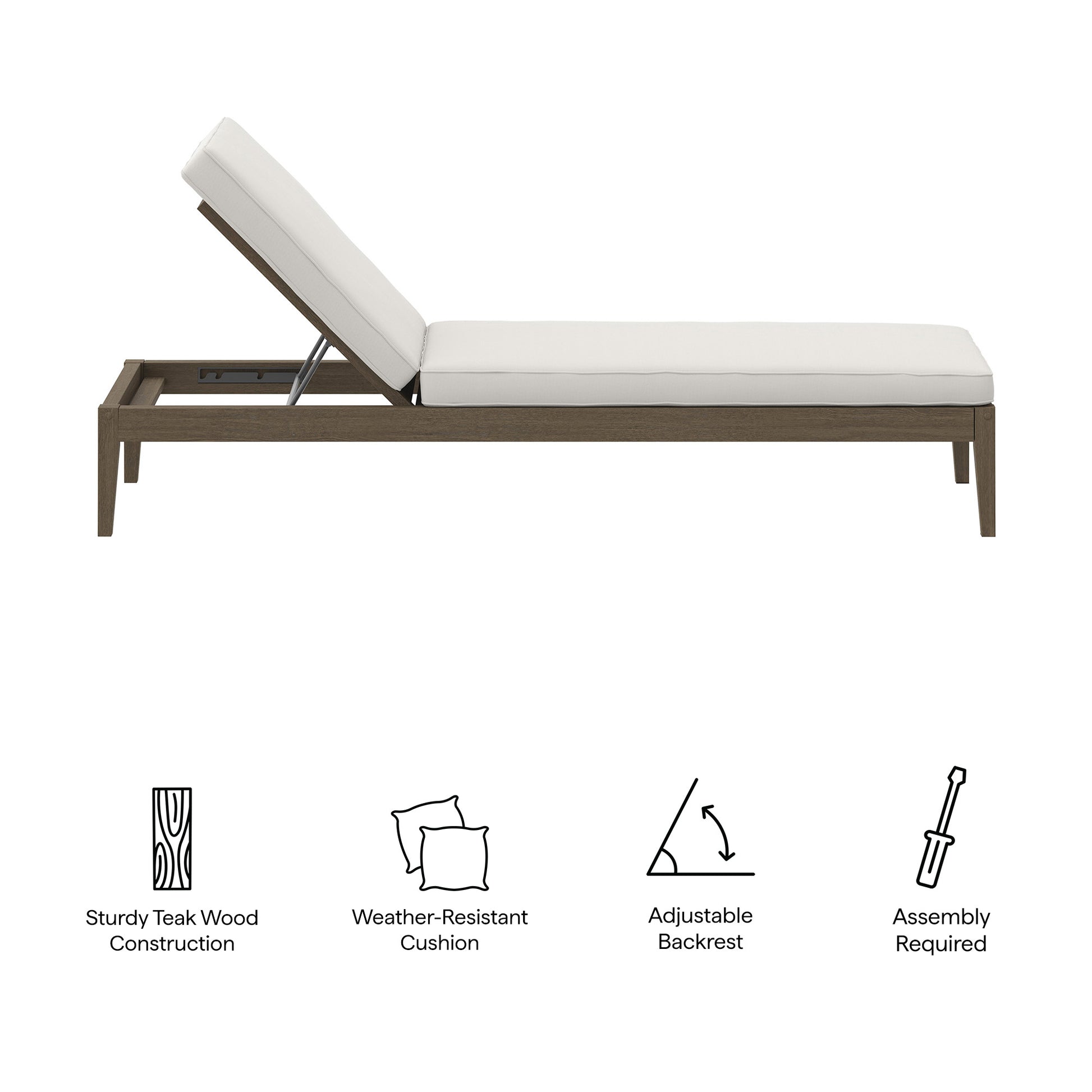 Northlake Outdoor Patio Teak Chaise Lounge by Modway - Best Buy Furniture