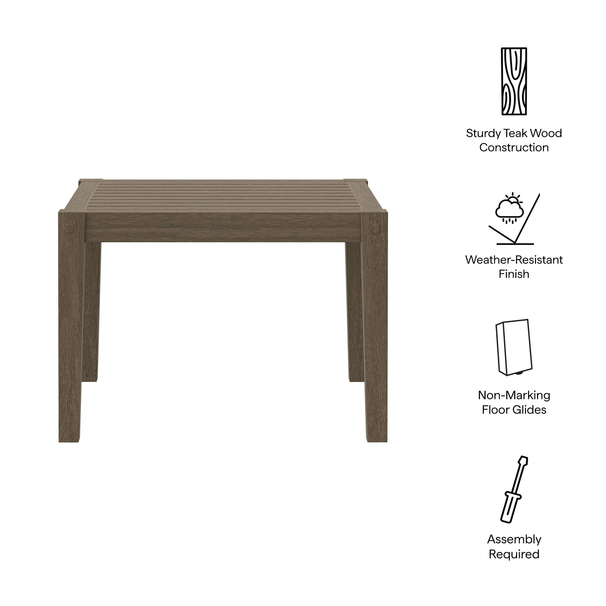 Northlake Square Outdoor Patio Teak Side Table by Modway - Best Buy Furniture